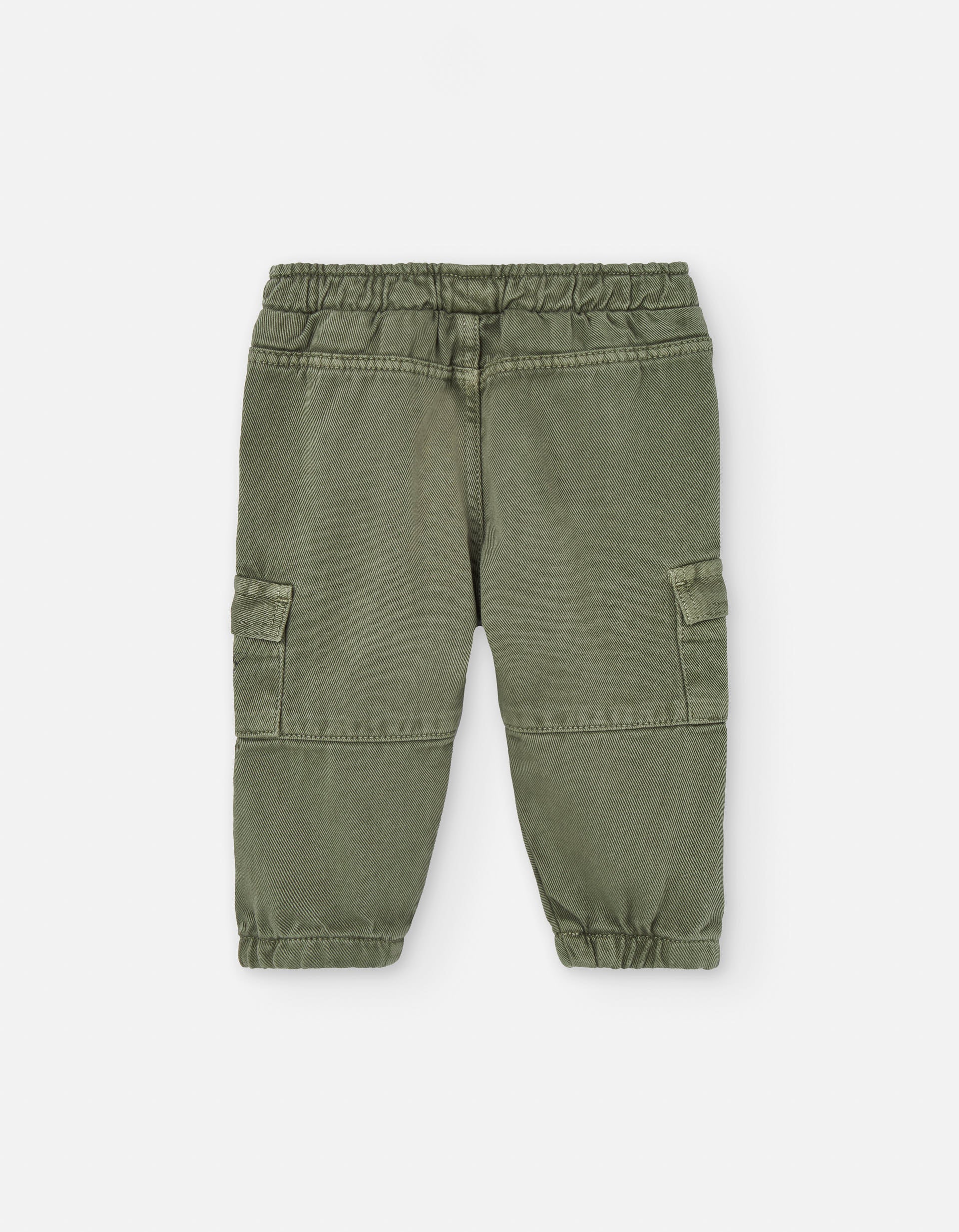 Twill trousers with cargo pockets for baby boys, green