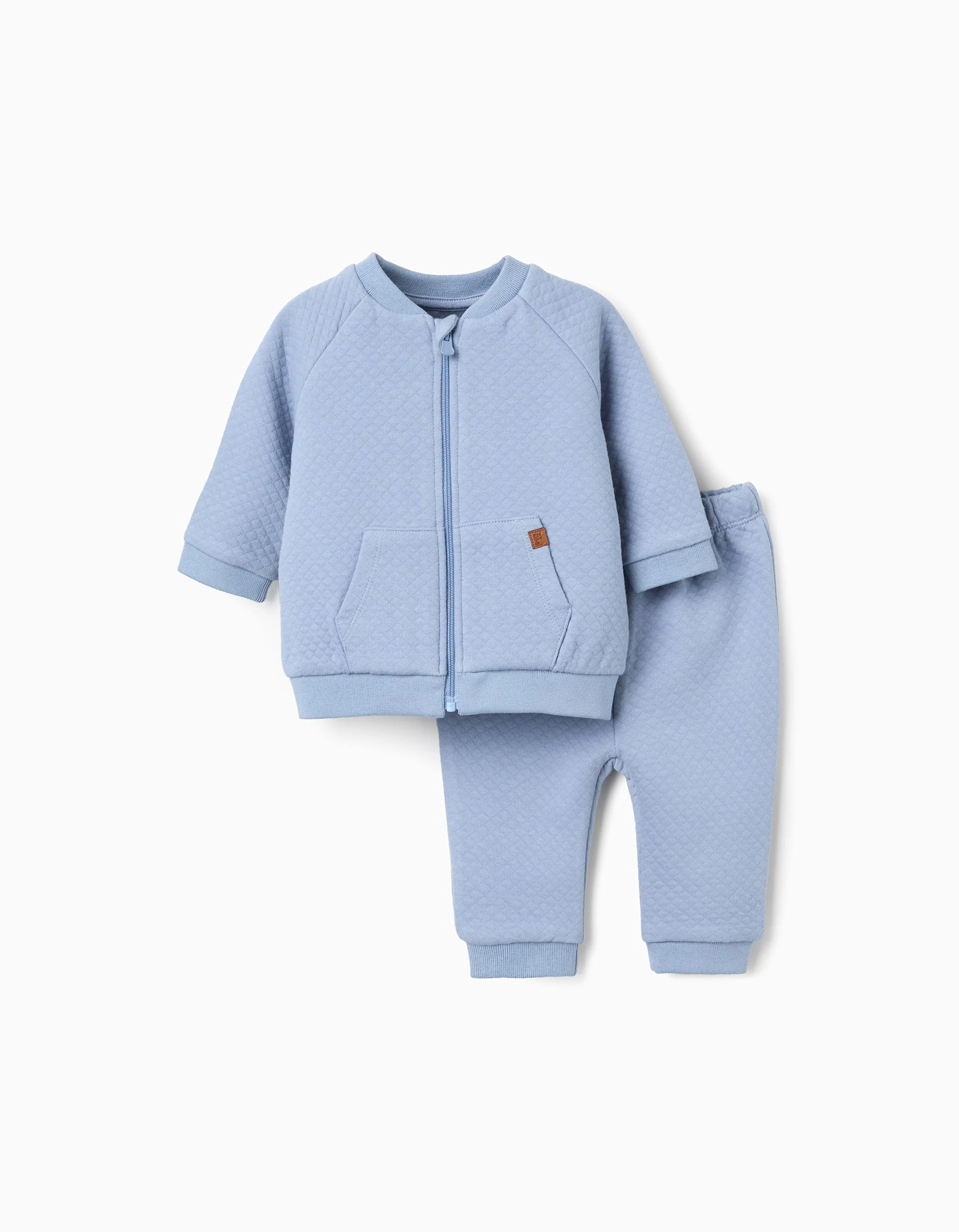 Quilted set of jacket + trousers for newborn boys, blue
