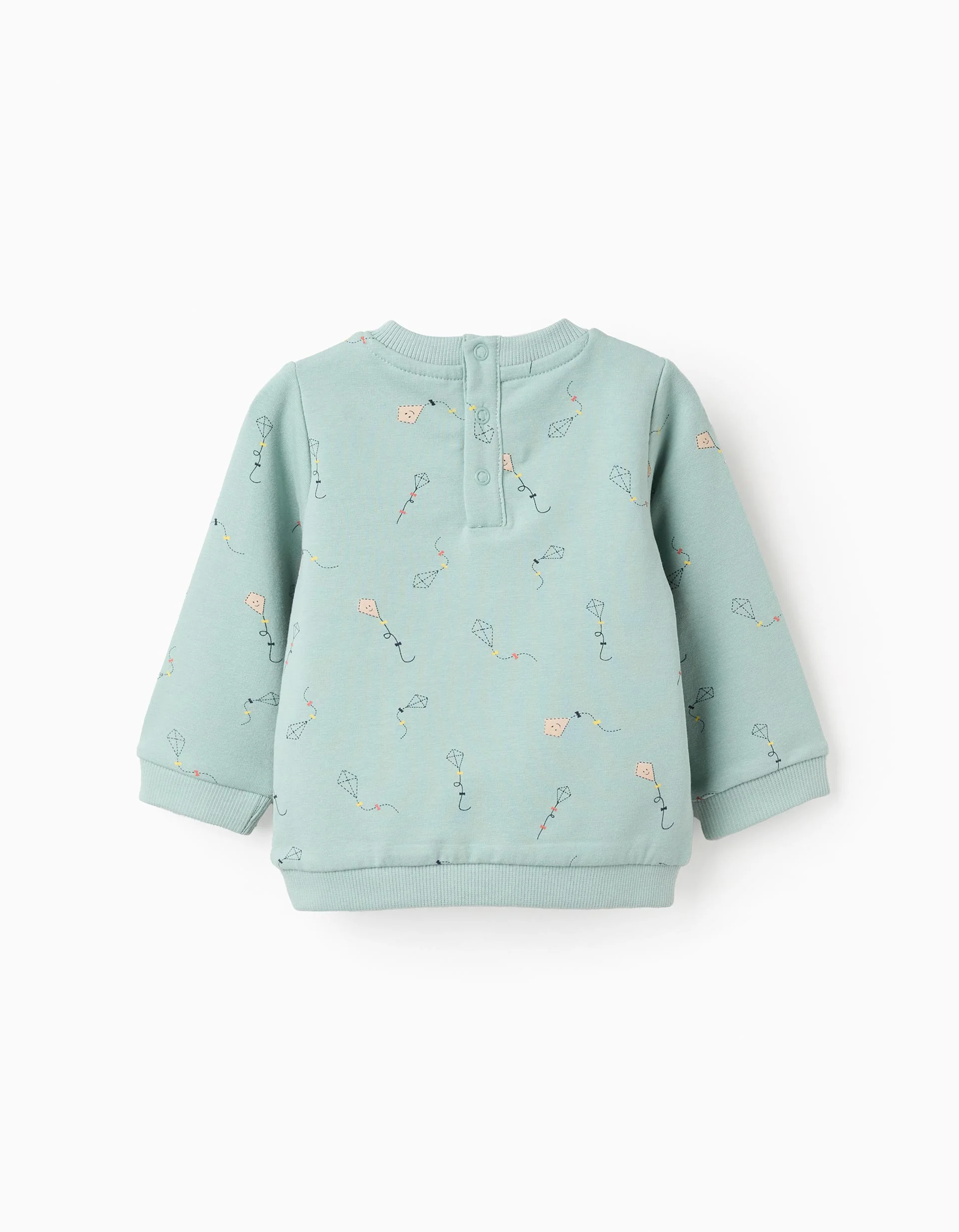 Brushed Sweatshirt with Motif for Newborns 'Parrot', Aqua Green