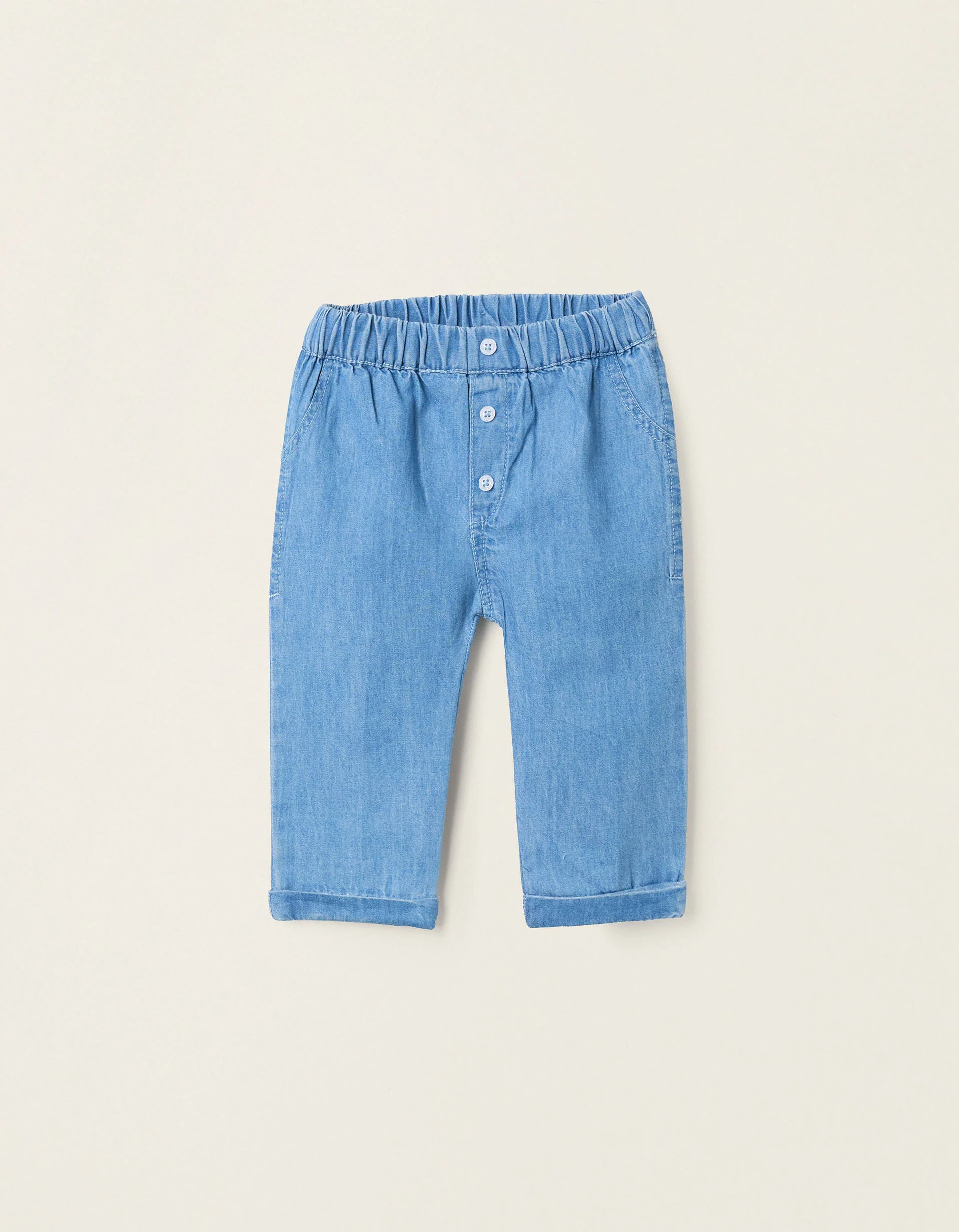 Light Cotton Jeans for Newborns, Blue