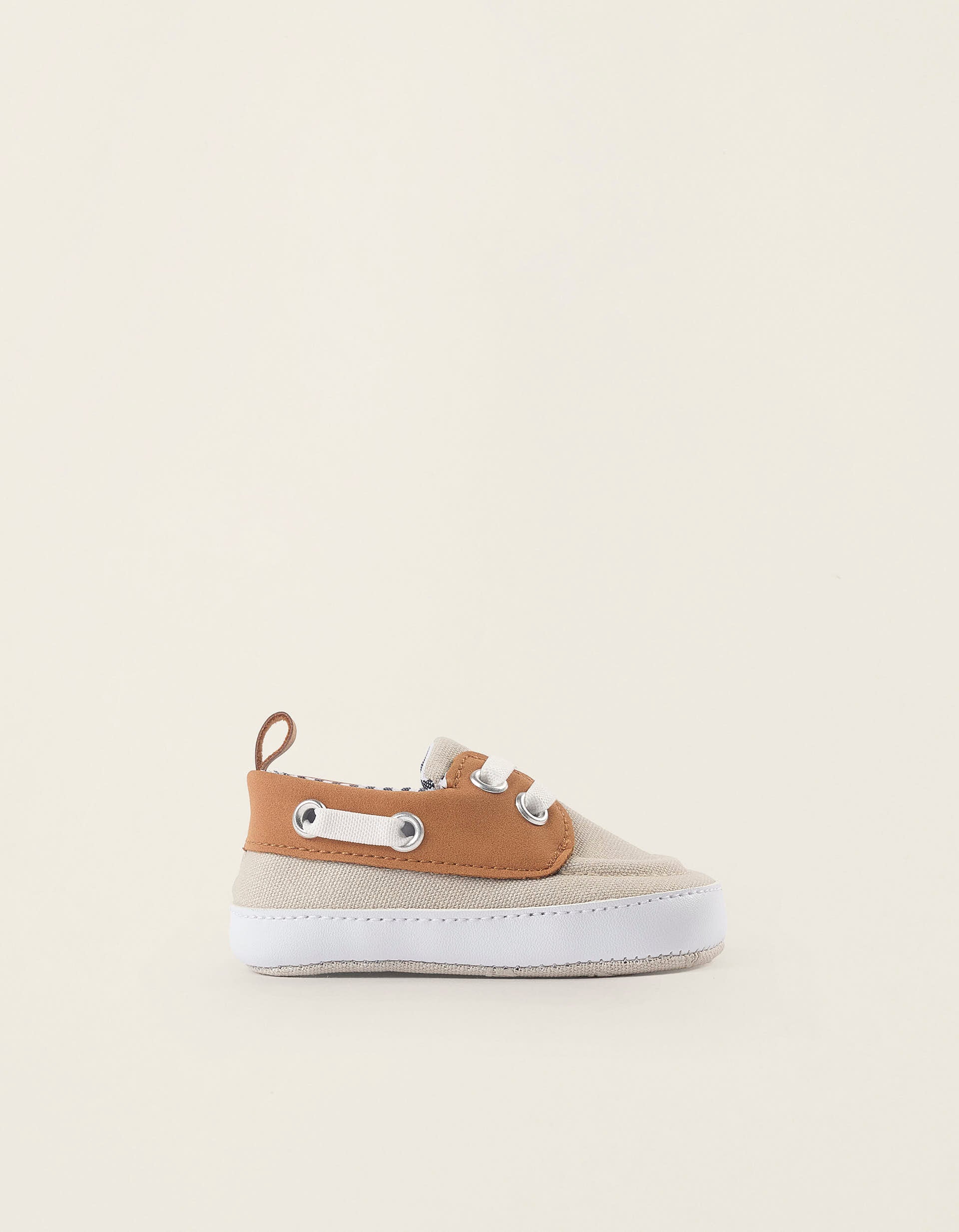 Deck Shoes for Newborns, Beige/Camel