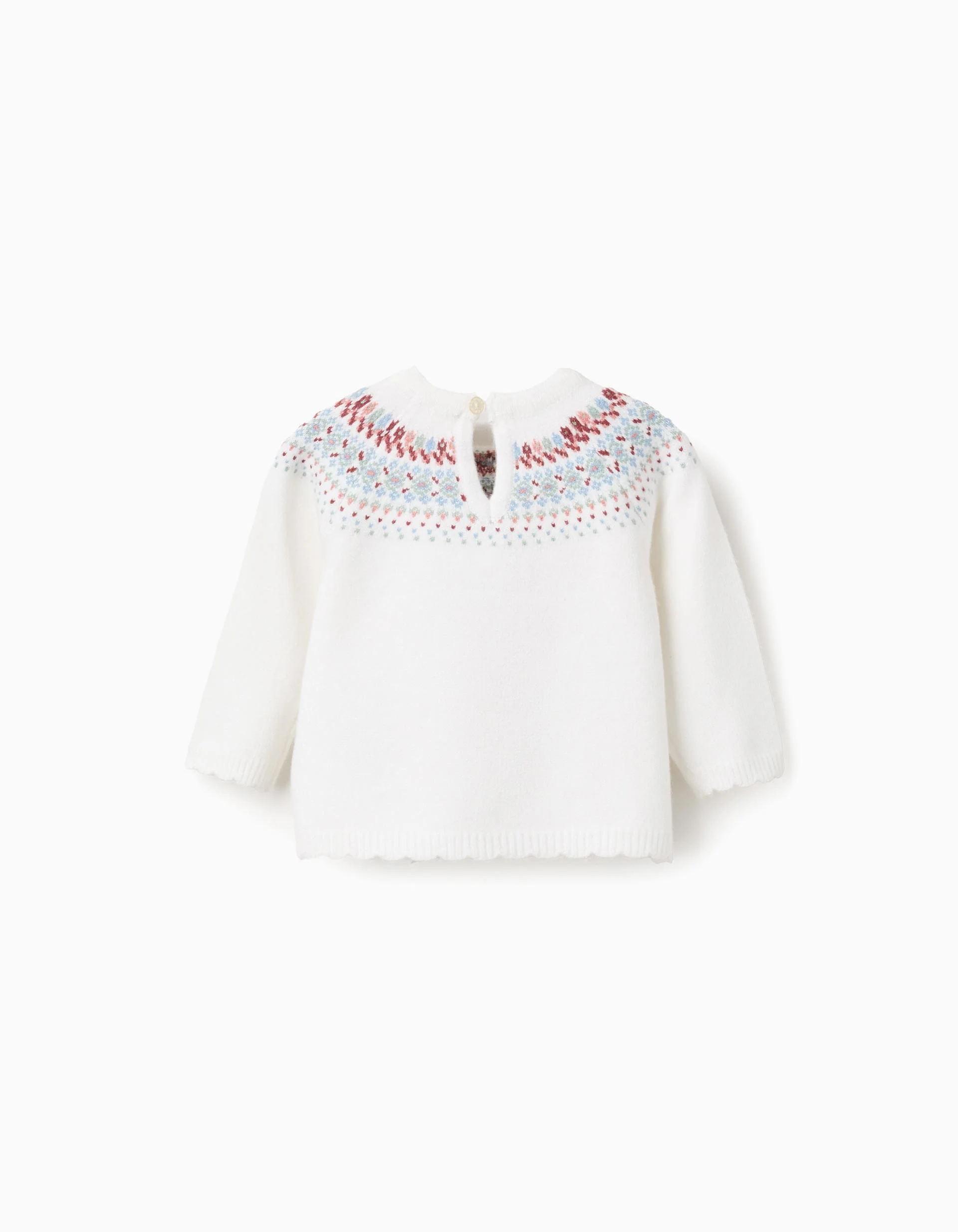 Jacquard Knitted Jumper for Newborn Girls, White