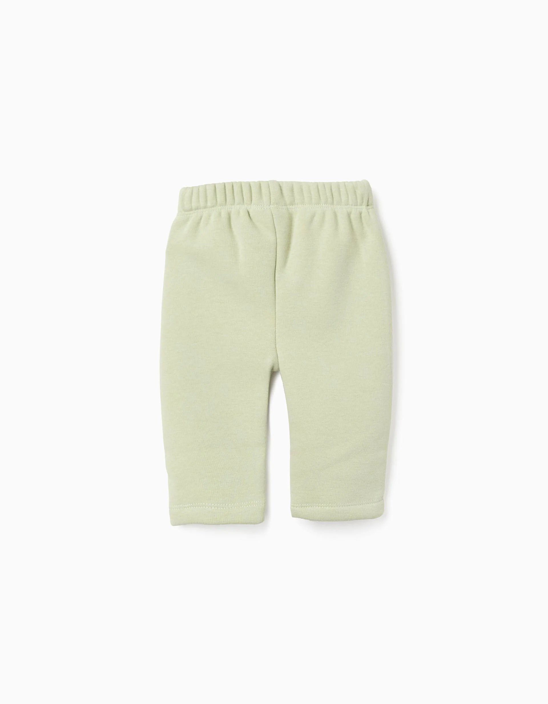 Trousers with plush lining for newborn girls, light green