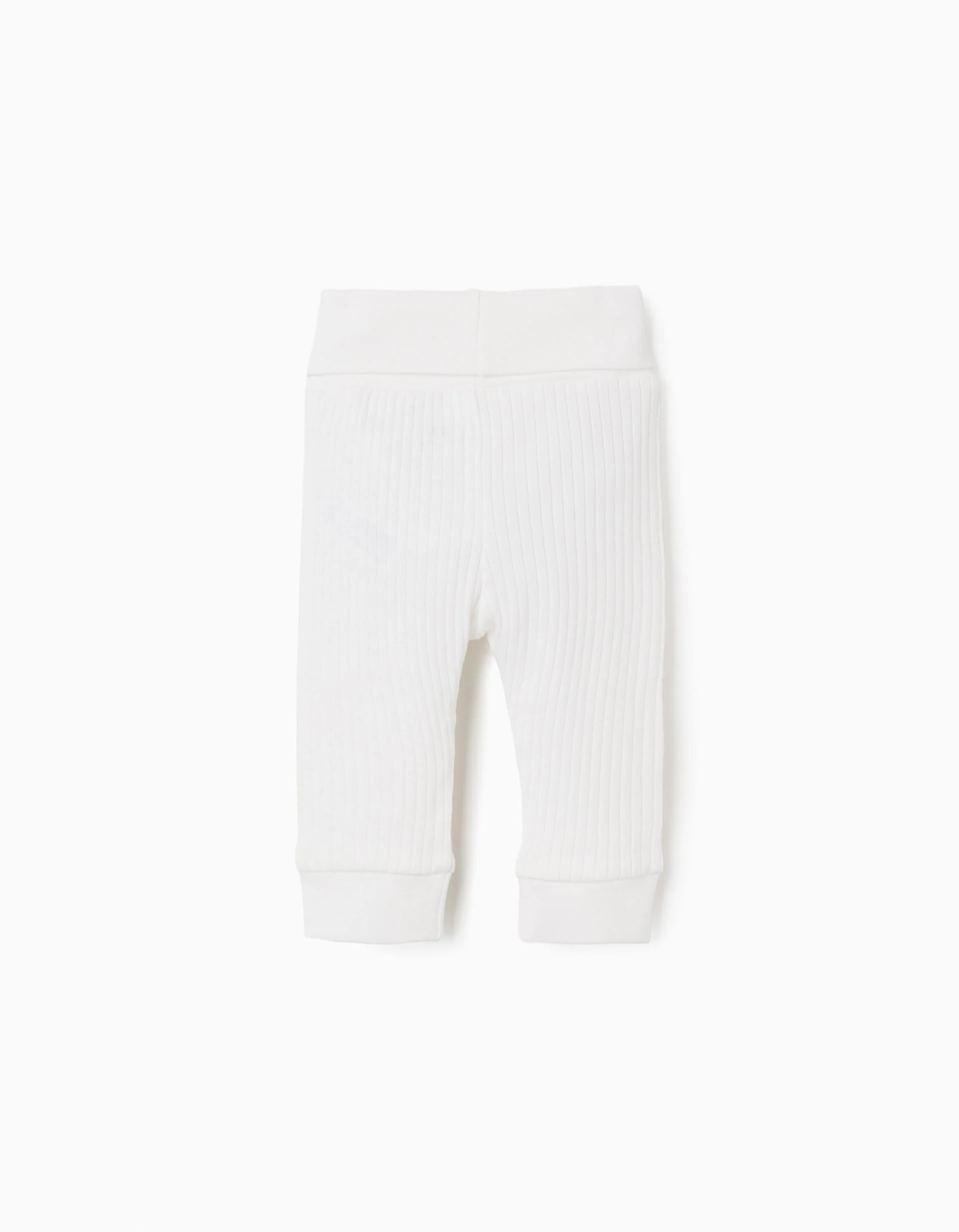 Pack of 4 plain/ribbed cotton trousers for newborns, white