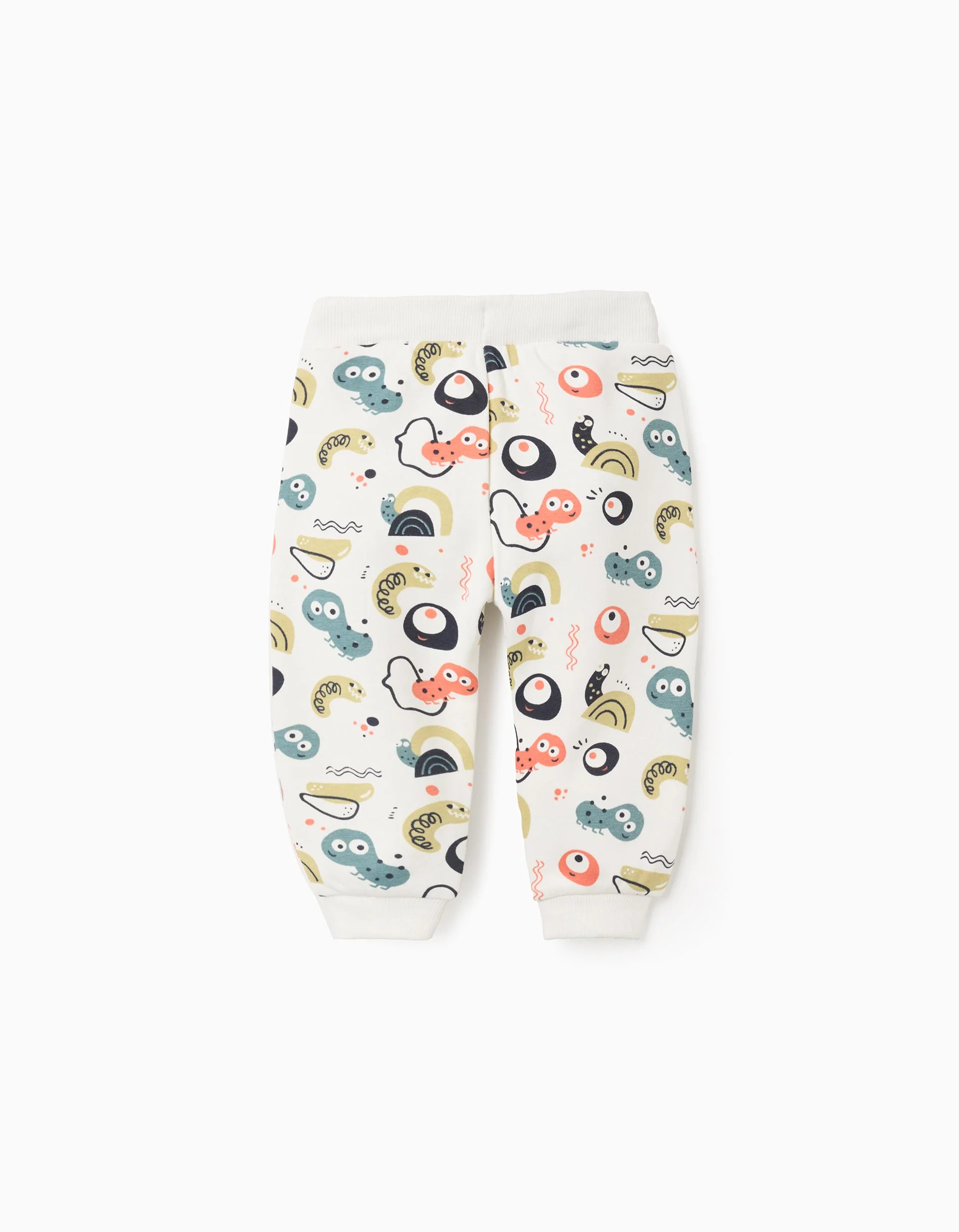 Brushed Joggers with Motif for Boys 'Bugs', White