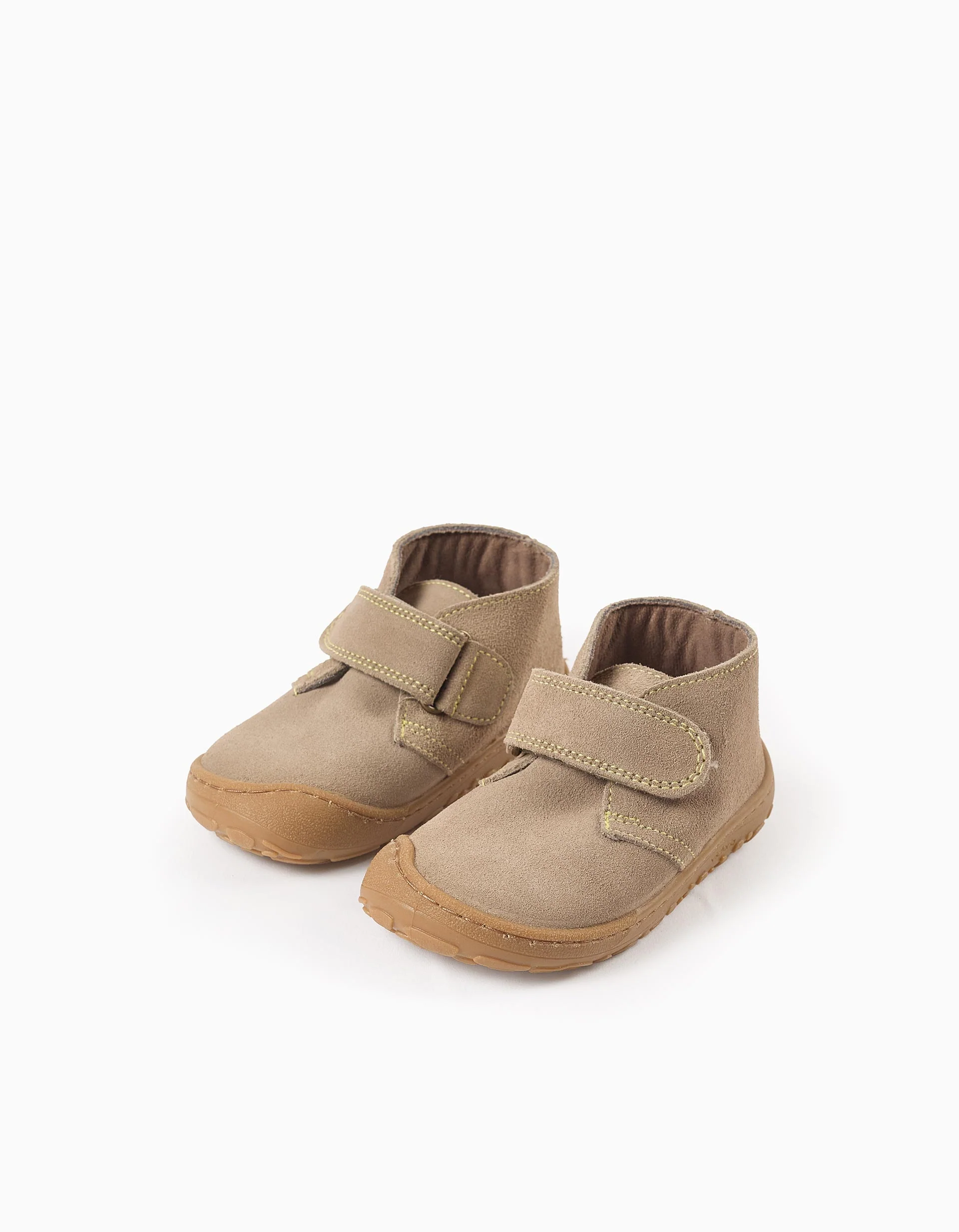 Barefoot Suede Ankle Boots for Baby Boys 'Victoria Bosco', Taupe