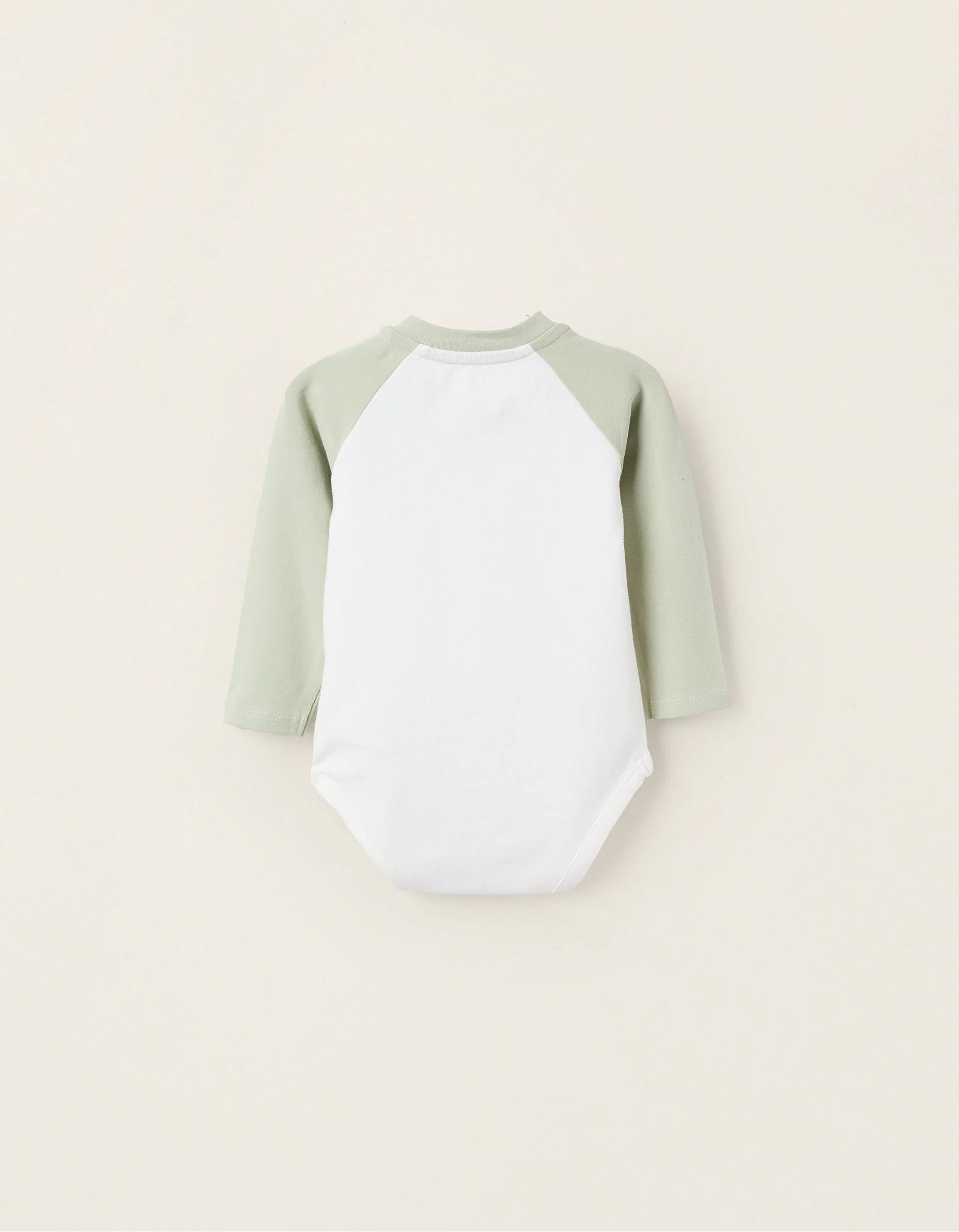 Raglan Sleeve Bodysuit for Newborns 'Nut', White/Green