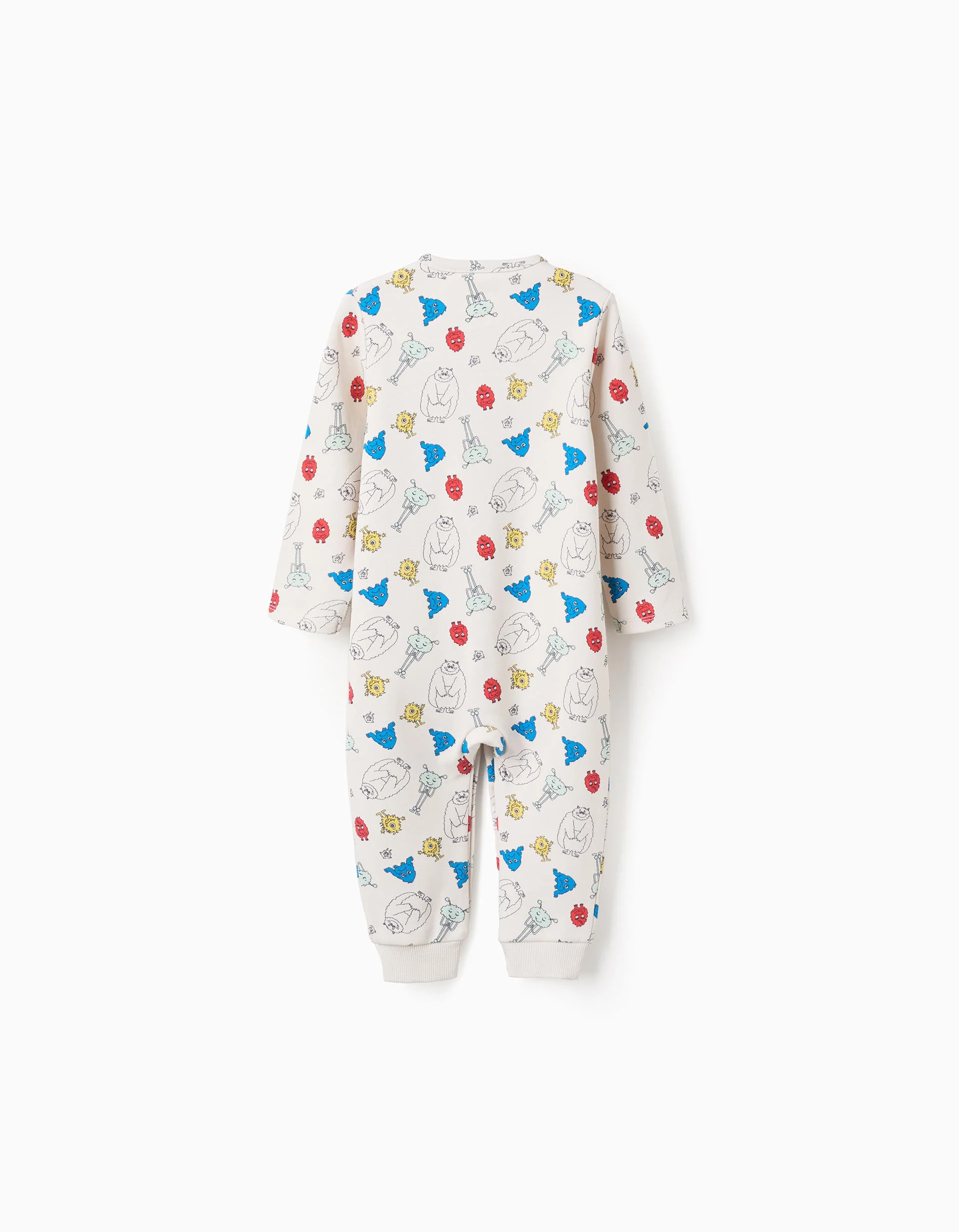 Footless Cotton Babygrow 'Monsters of Emotions' for Babies, Beige