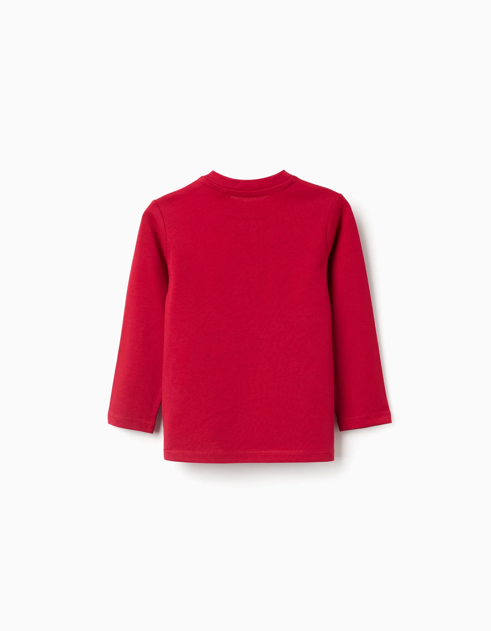 Long sleeve cotton T-shirt with bear print for baby boys, red