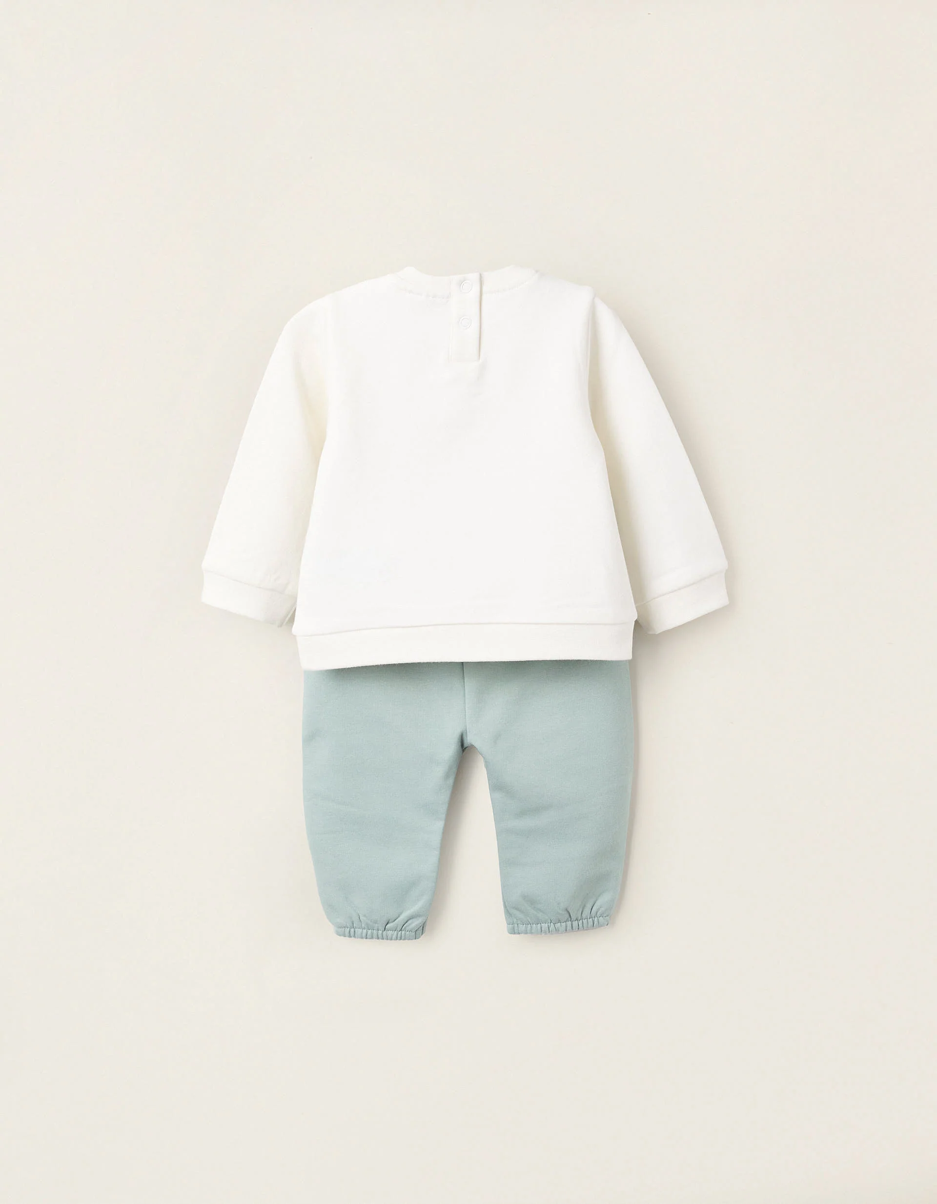 Brushed Sweatshirt + Trousers for Newborns 'Winnie', White/Green