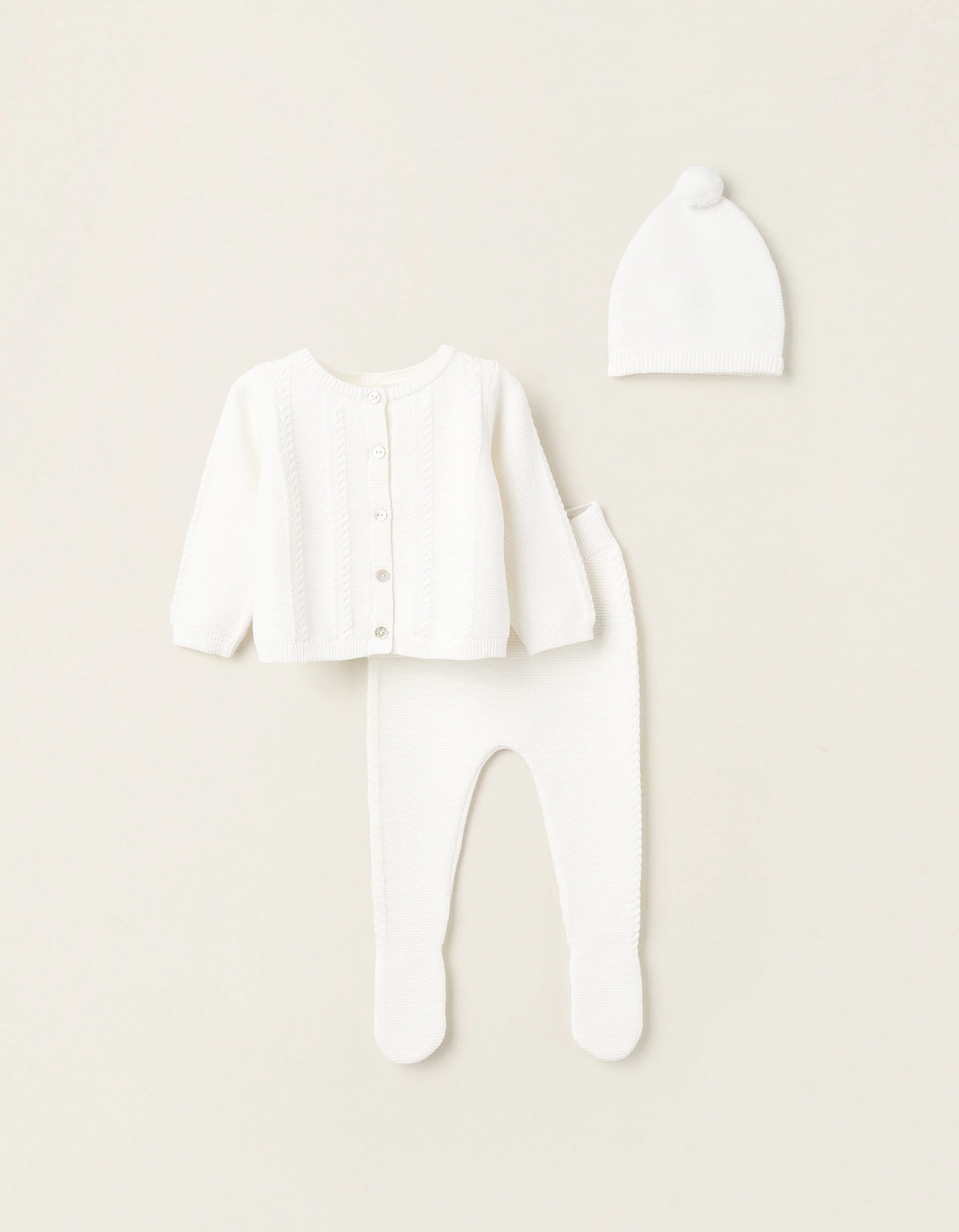 3-Piece Knitted Set for Newborns, White