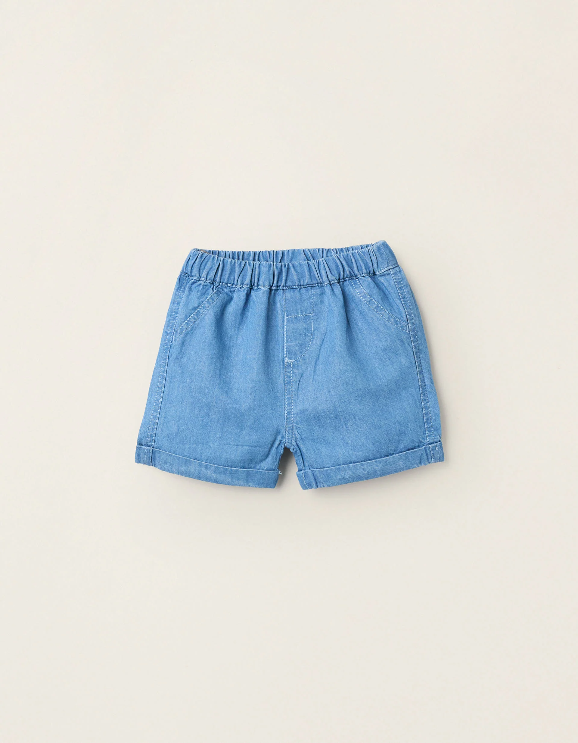 Light Cotton Denim Shorts for Newborns, Blue
