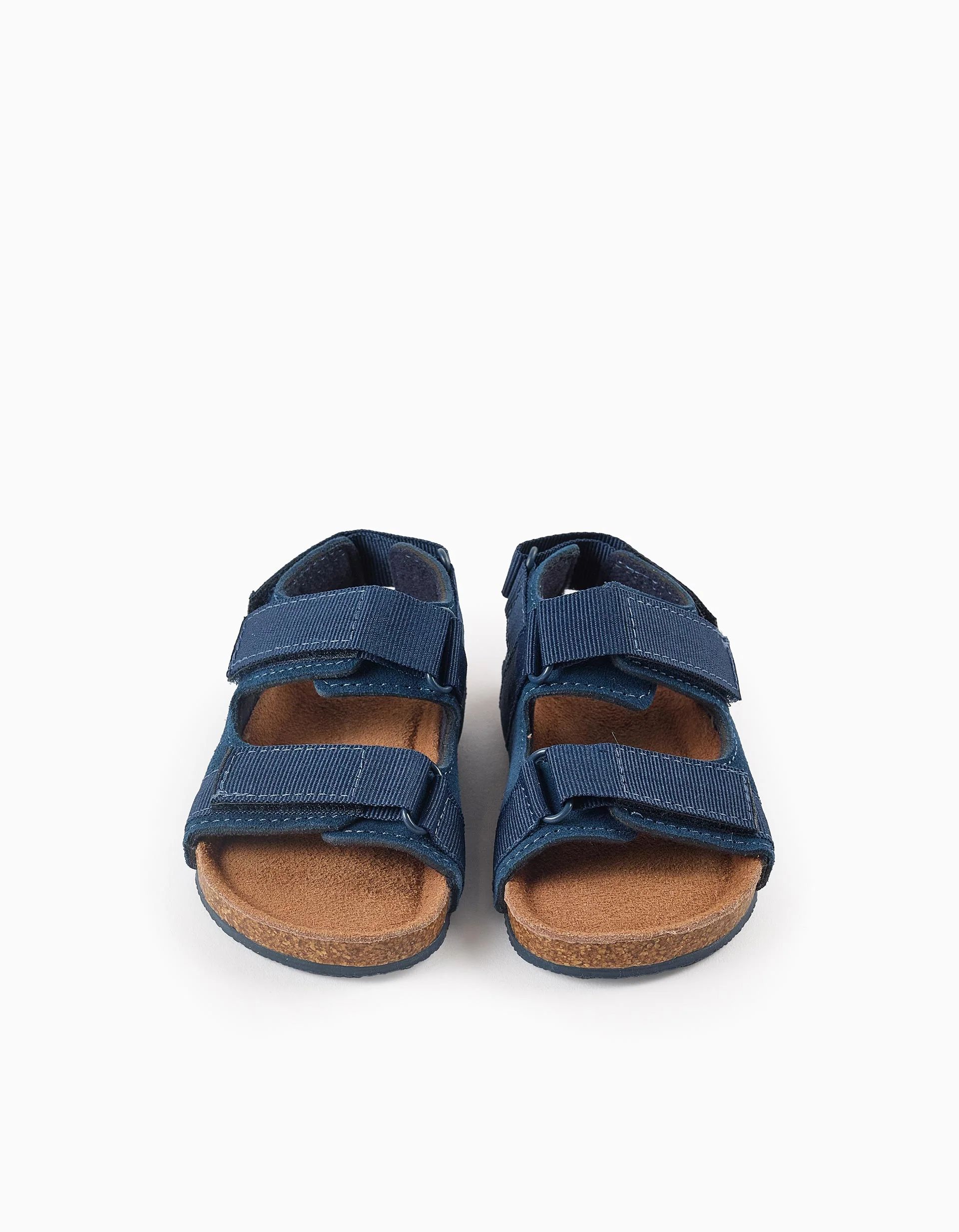 Leather Sandals with Cork Sole for Baby Boys, Dark Blue
