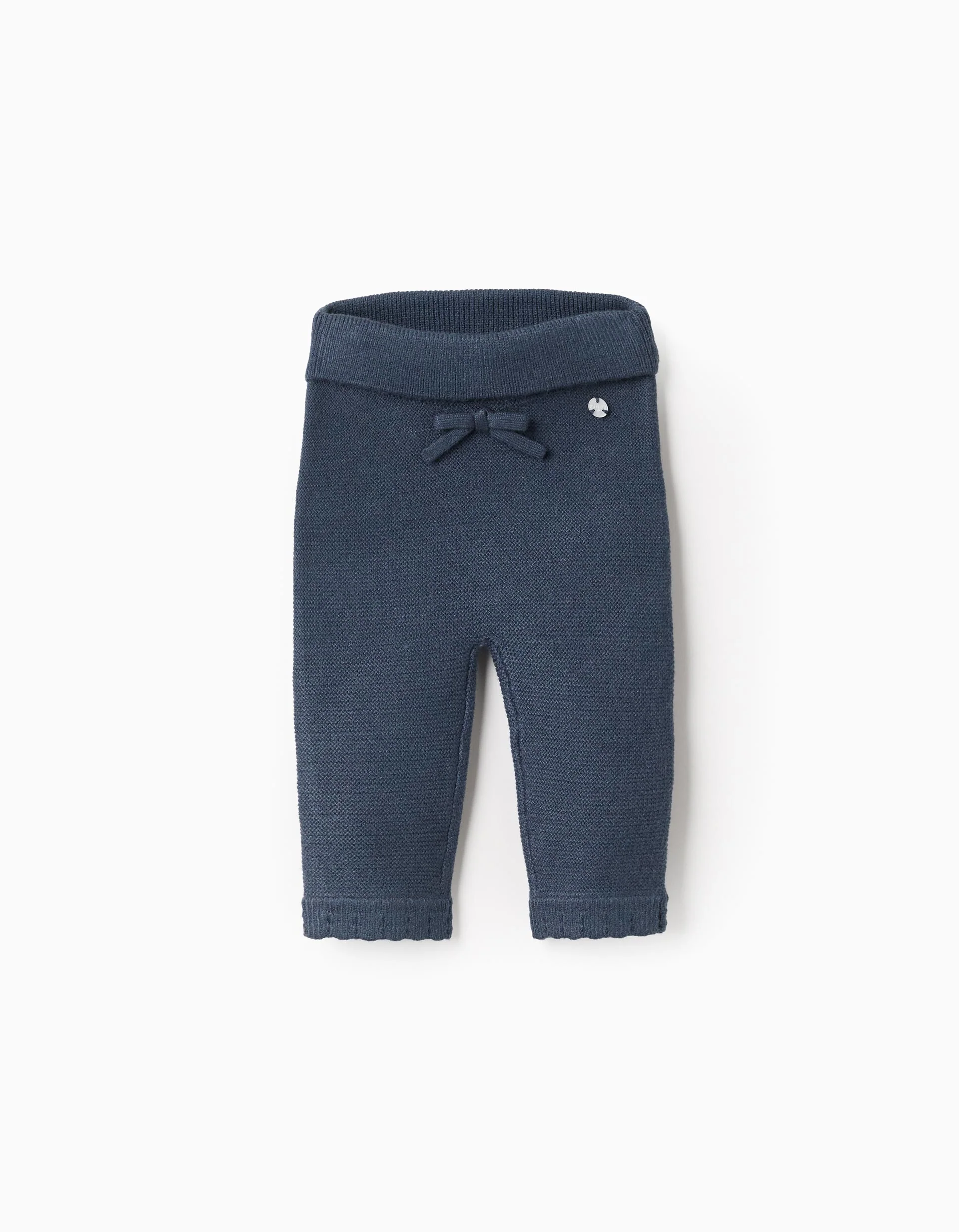 Knitted Trousers with Bow for Newborn Girls, Blue