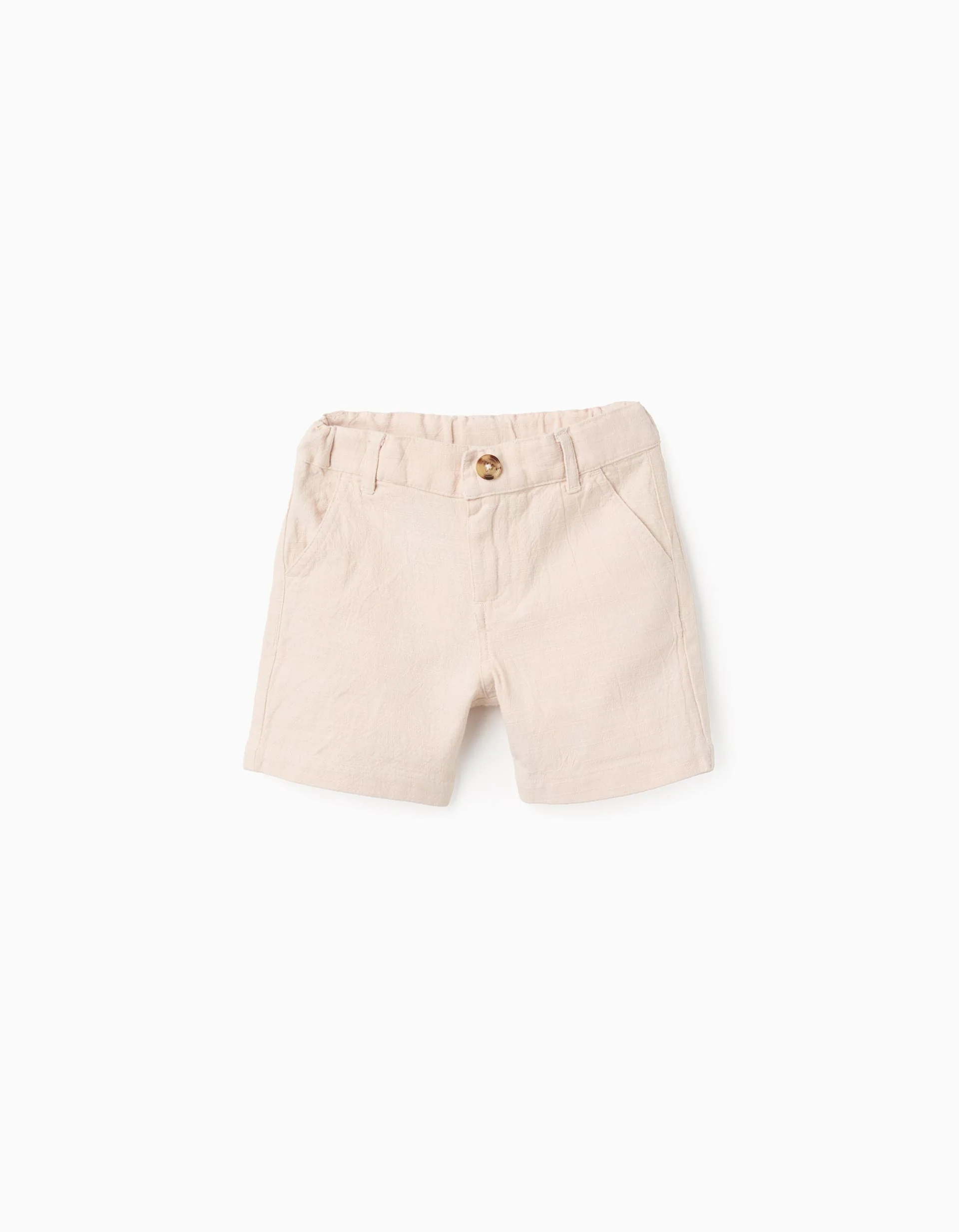 Slub Cotton Shorts for Baby Boys, Beige