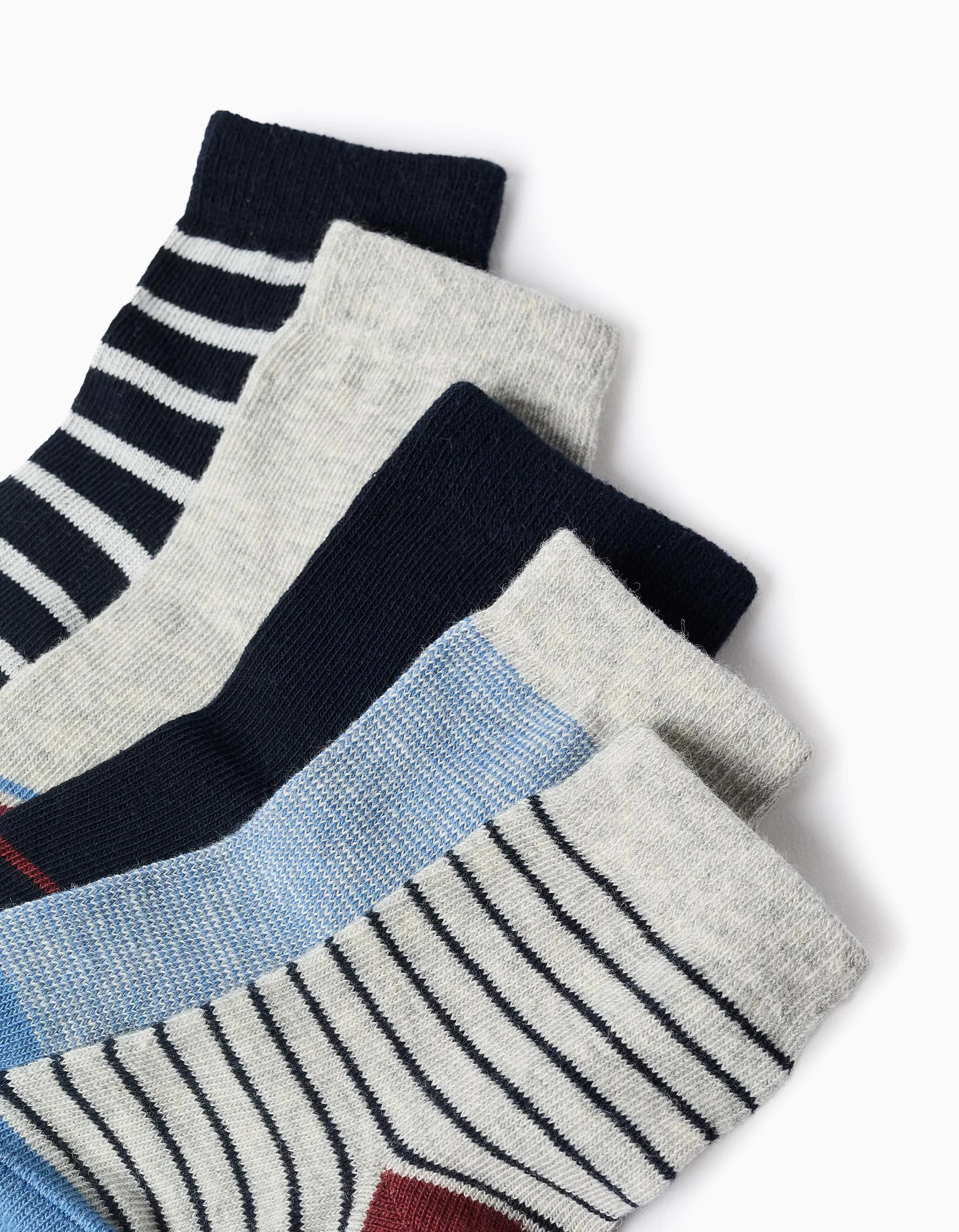 Pack of 5 pairs of socks with stripes for baby boys, multicolour