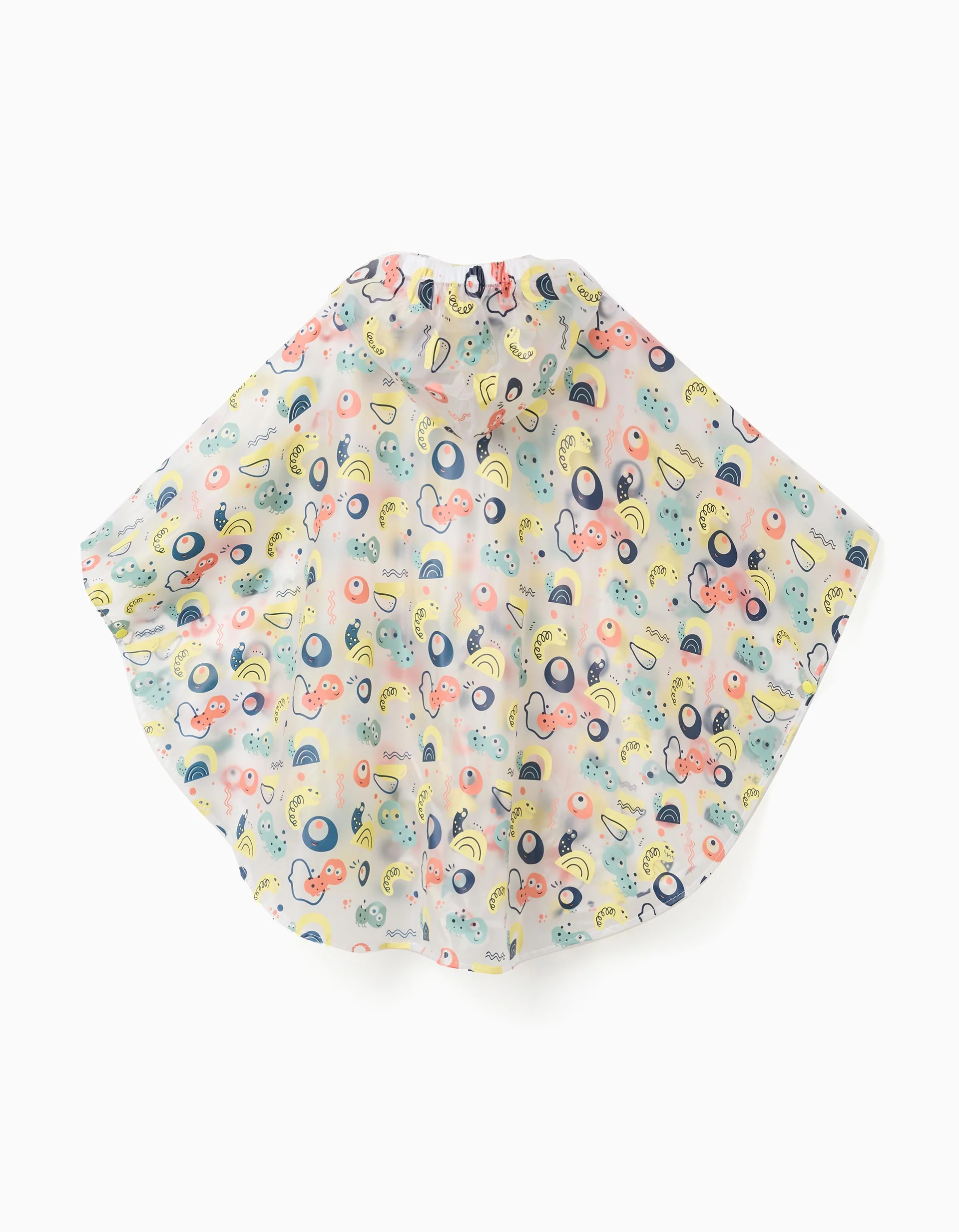 Waterproof hooded poncho with motif for baby boys, transparent