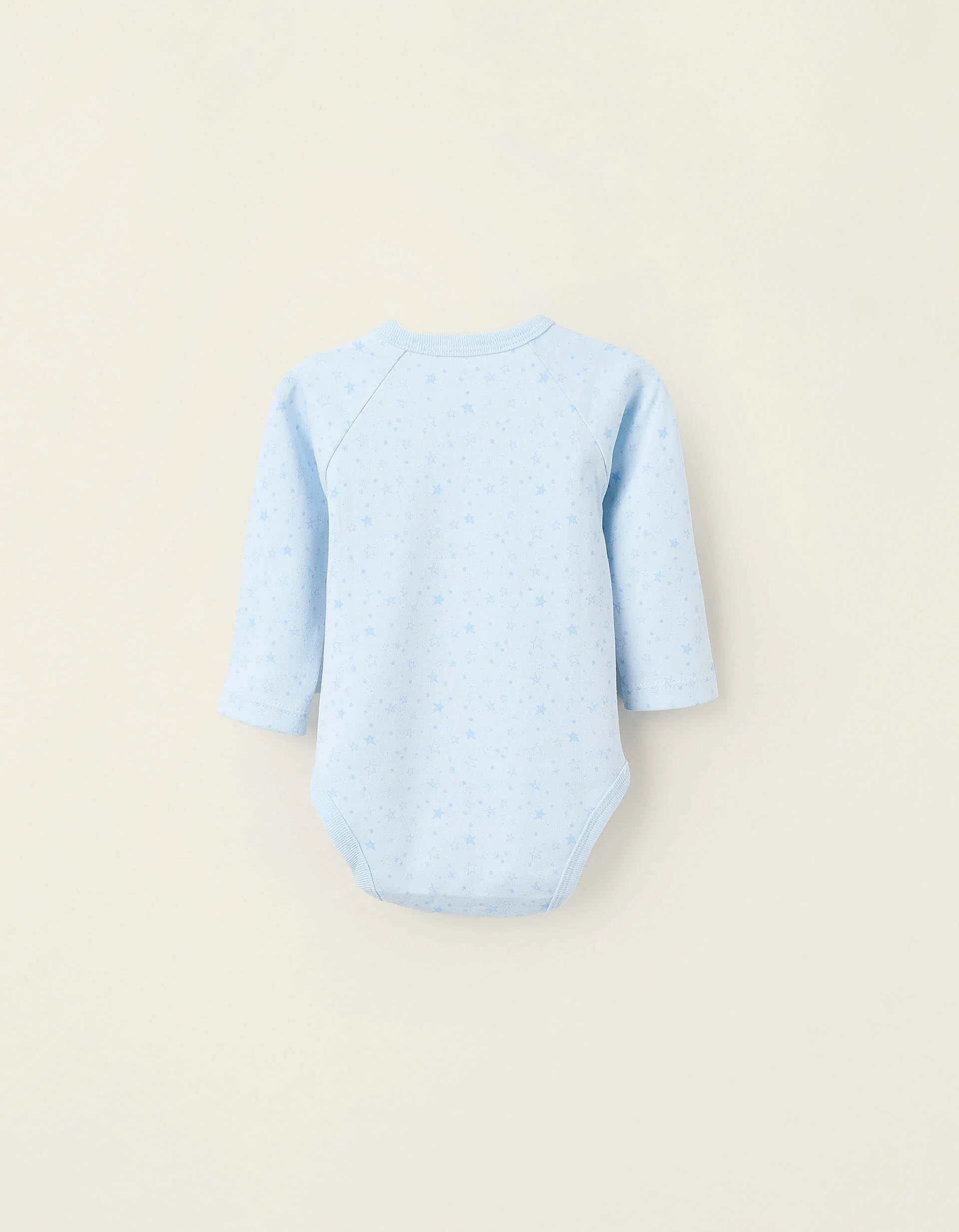 Pack of 4 Cotton Wrapover Bodysuits for Newborns and Babies 'Stars', White/Blue