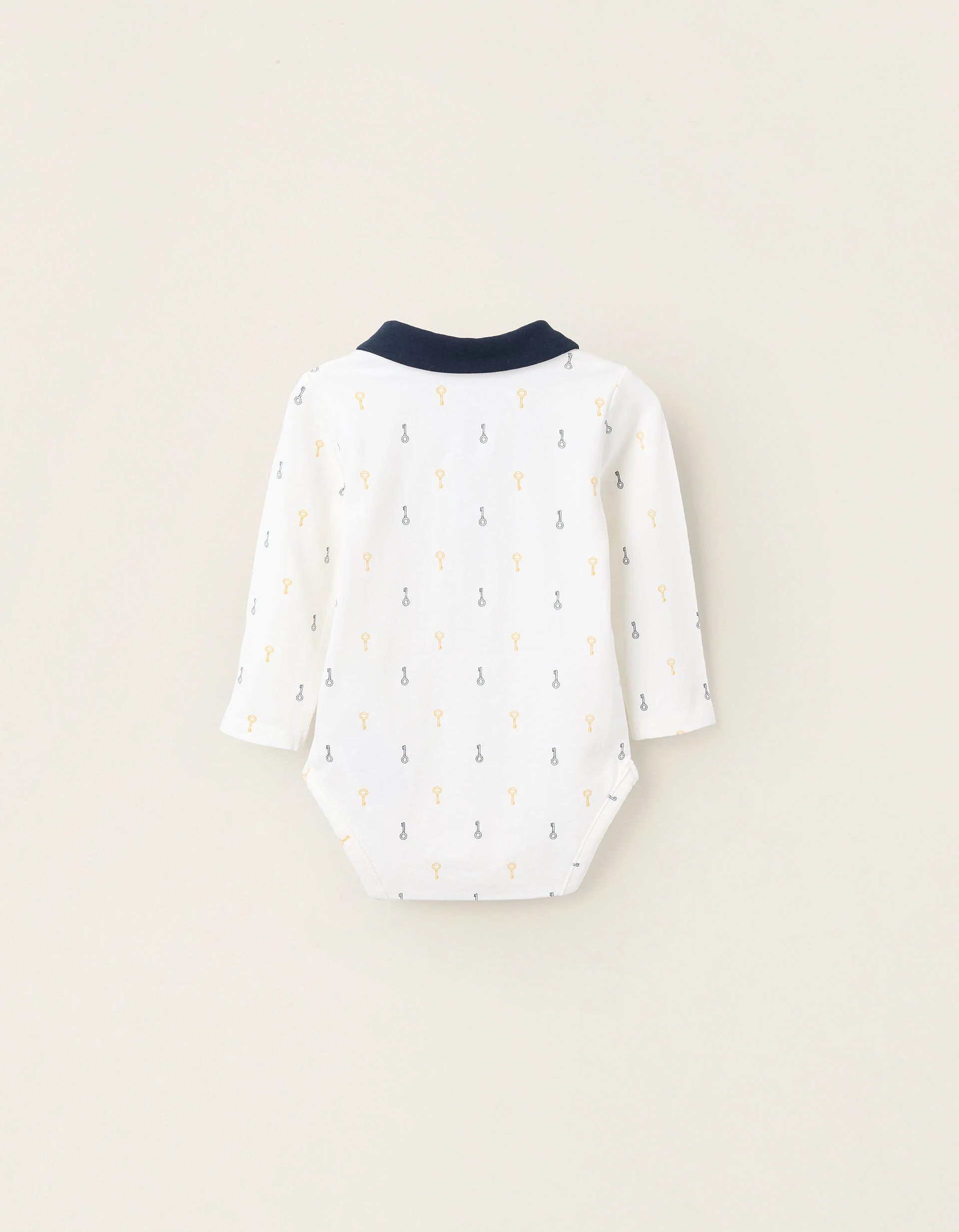 Bodysuit with Motif for Newborns 'Keys', White/Blue/Yellow