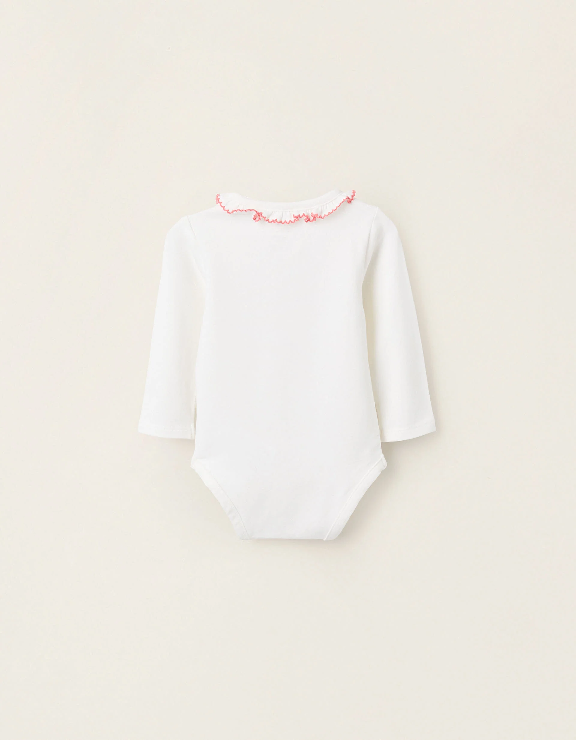 Bodysuit with Ruffles at the Collar for Newborn Girls 'Mushroom', White