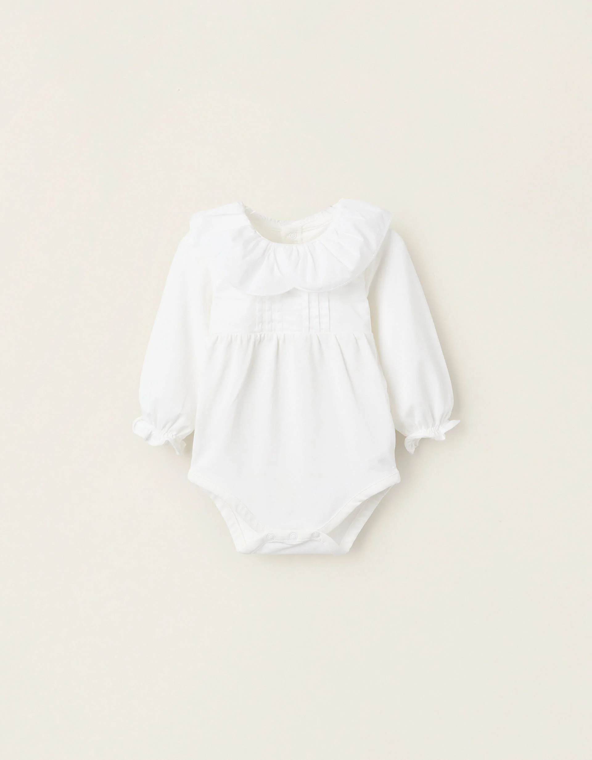 Bodysuit with Ruffles and Frills for Newborn Girls, White