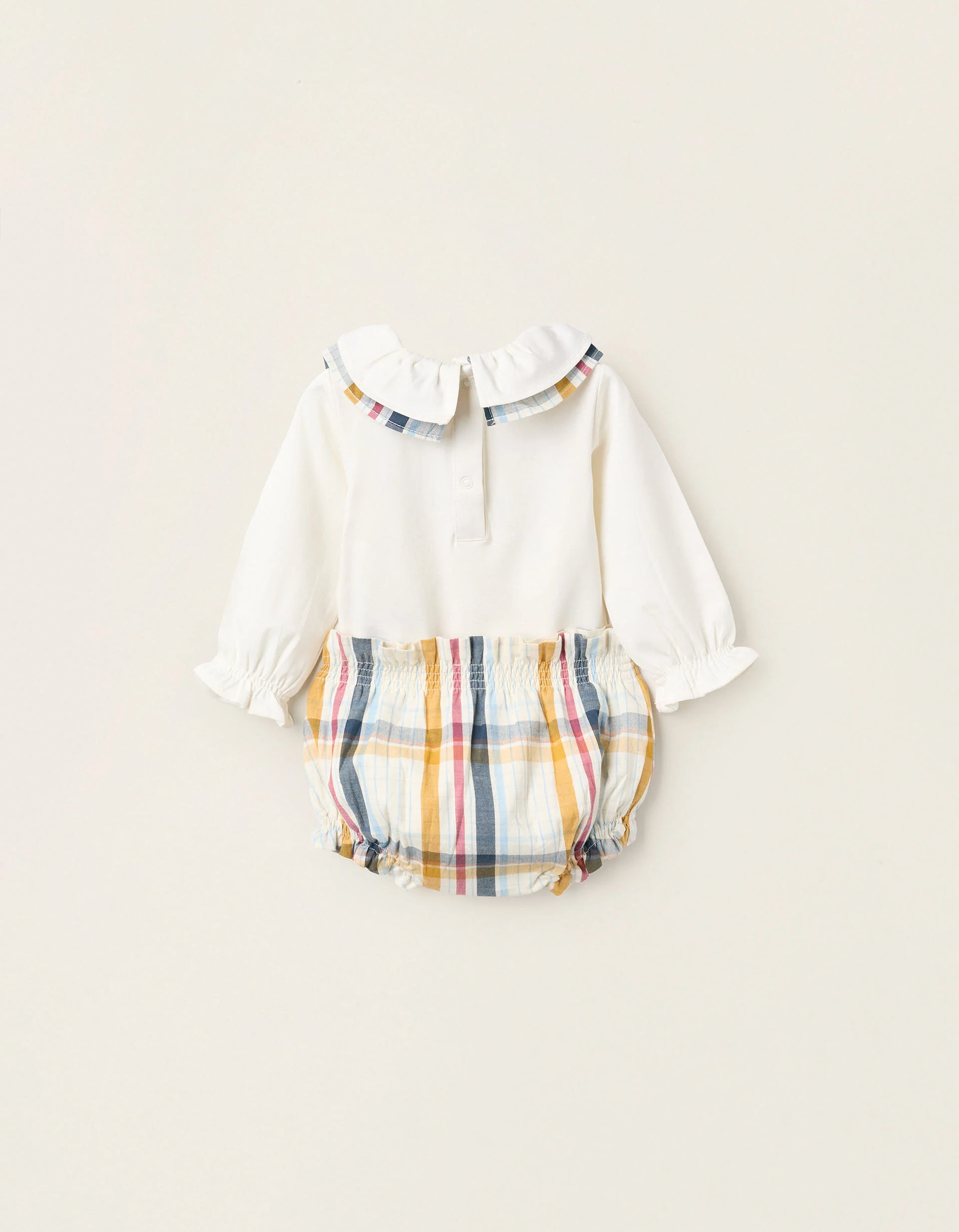 Bodysuit + Bloomers with Check for Newborn Girls 'B&S', Multicolour