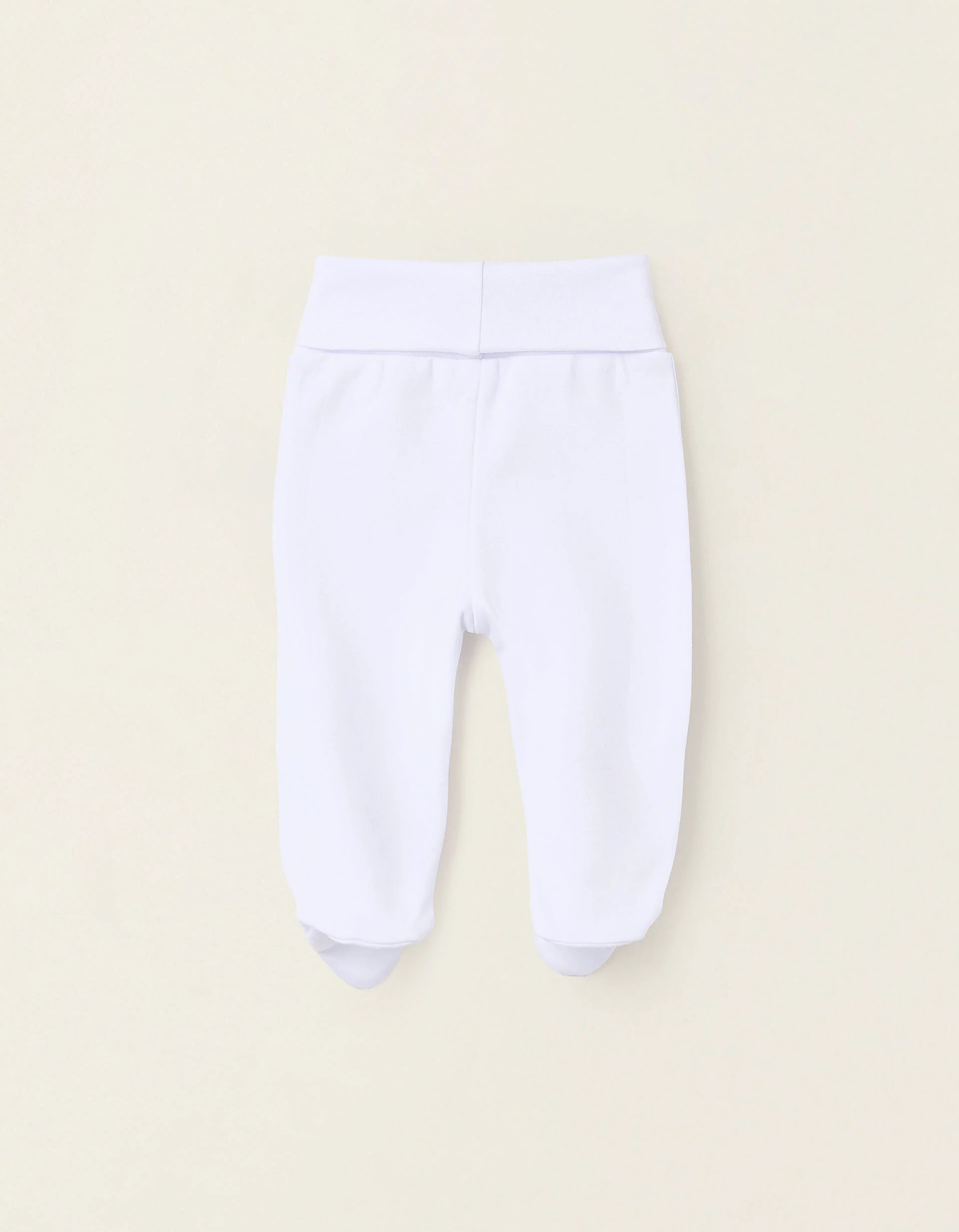 Pack of 4 Footed Brushed Cotton Trousers for Newborns and Babies, White