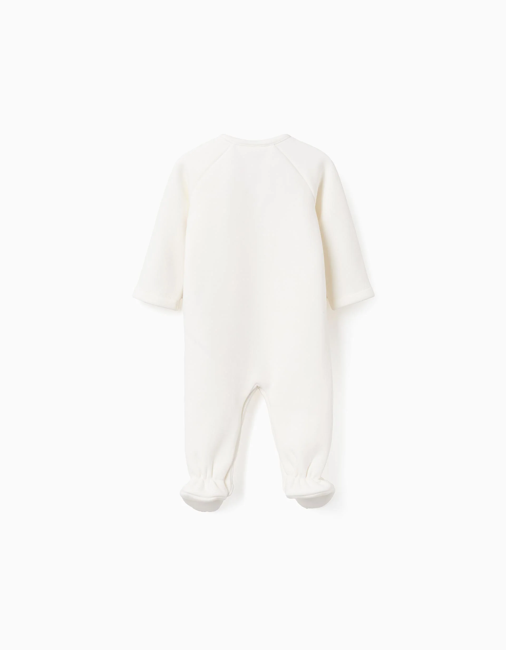 Brushed Babygrow with Front Embroidery for Newborns, White