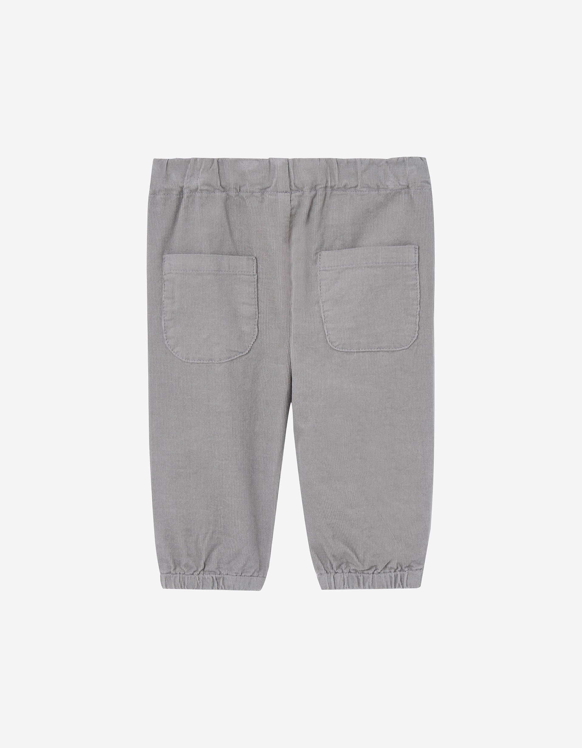 Corduroy trousers with elastic waist and hem for baby boys, grey