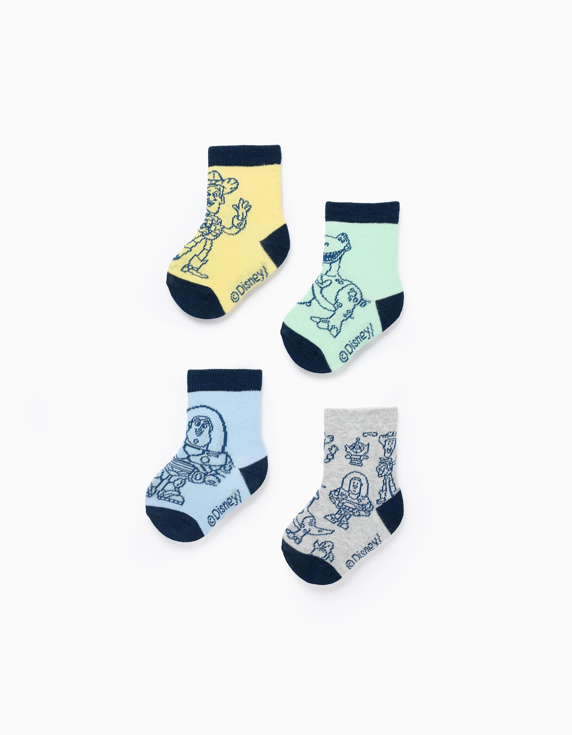 Pack of 4 Pairs of Socks for Baby Boys 'Toy Story', Multicolour