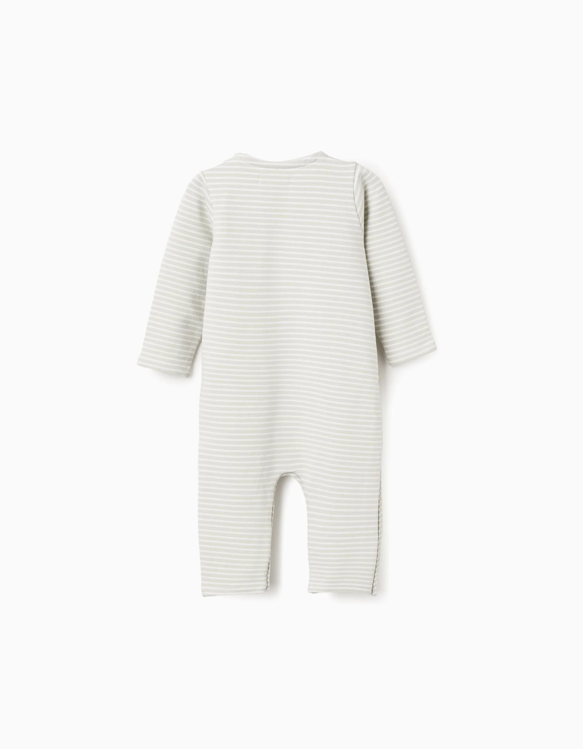 Brushed sleepsuit with stripes for newborn boys, white/green