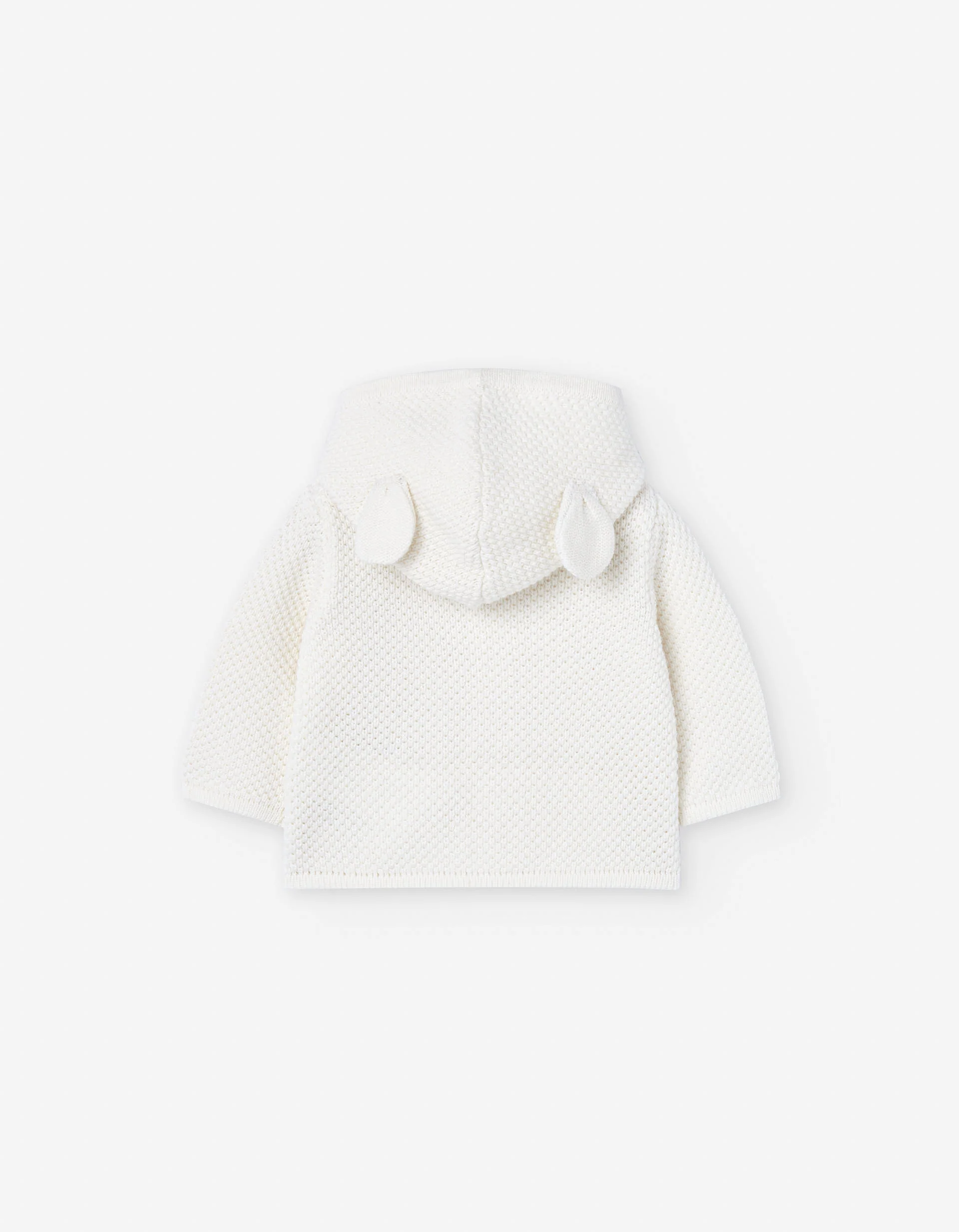 Cotton knitted jacket with hood for newborn girls, white