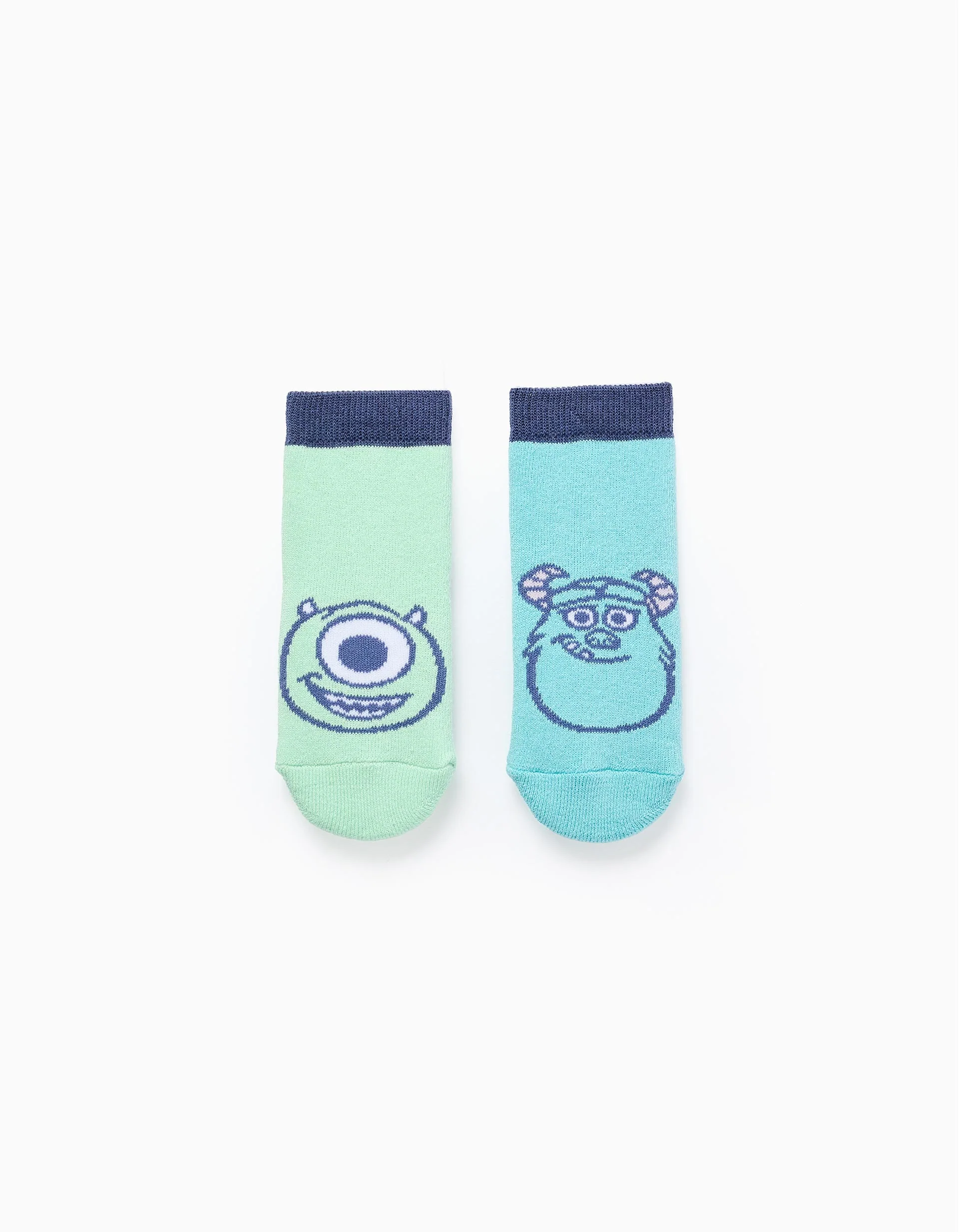 Pack of 2Pairs of Non-slip Socks for Babies 'Monsters', Blue/Green