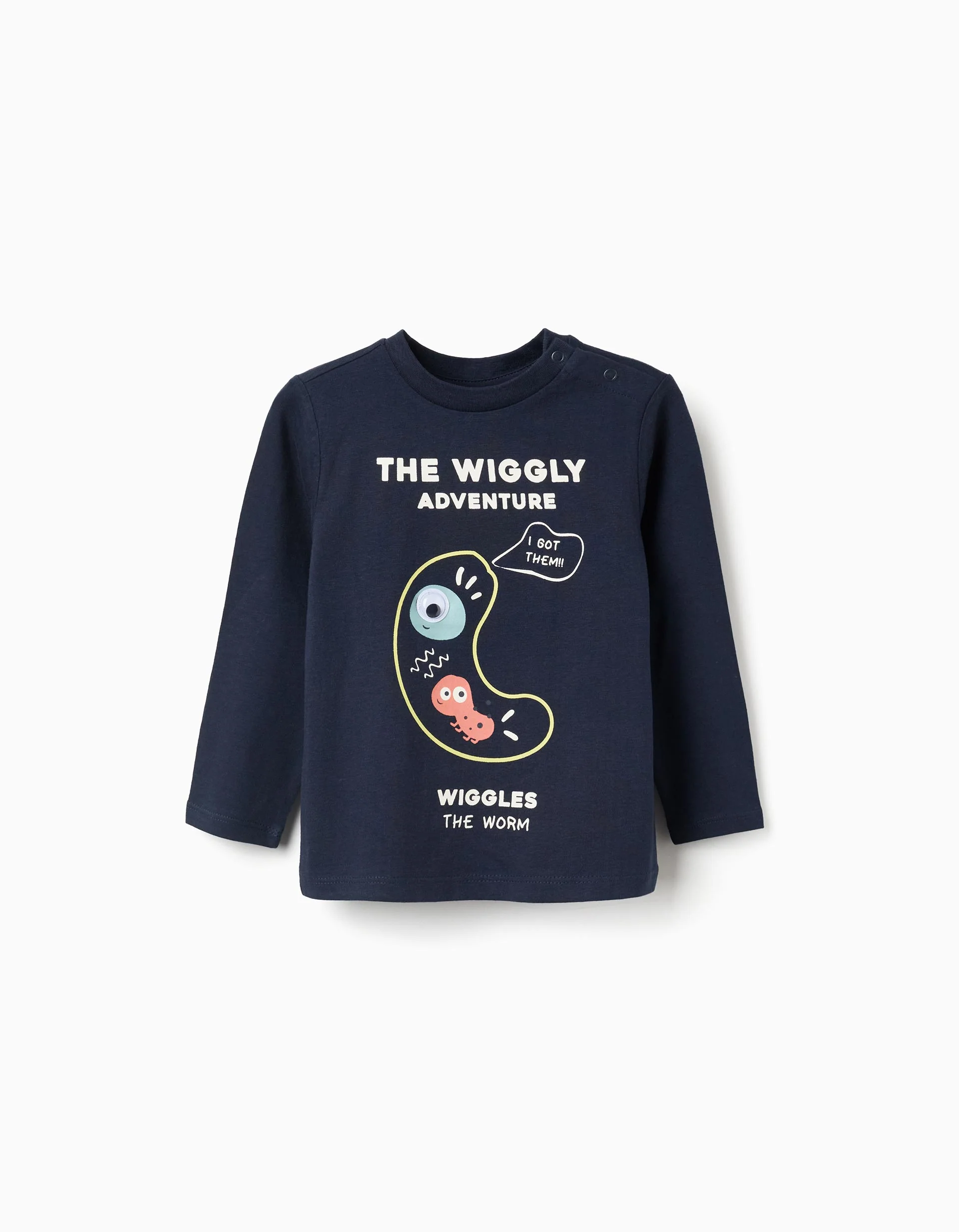 Long Sleeve Cotton T-shirt 'Bugs' for Baby Boys, Dark Blue