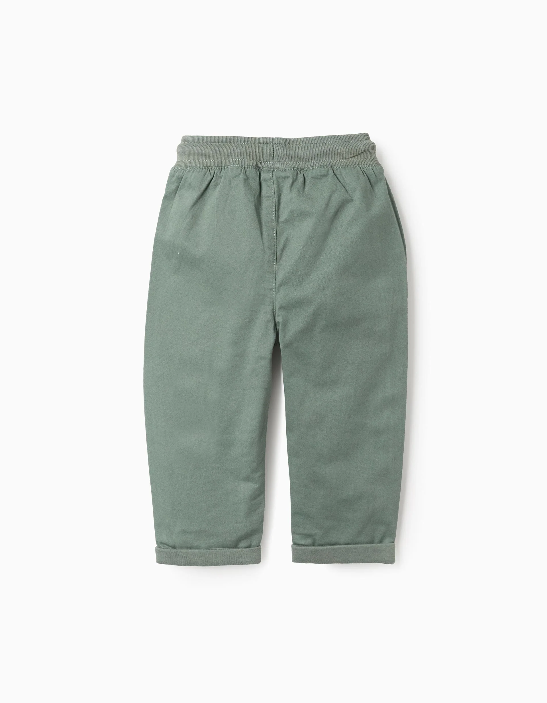 Trousers in Twill with Jersey Lining for Baby Boys, Green