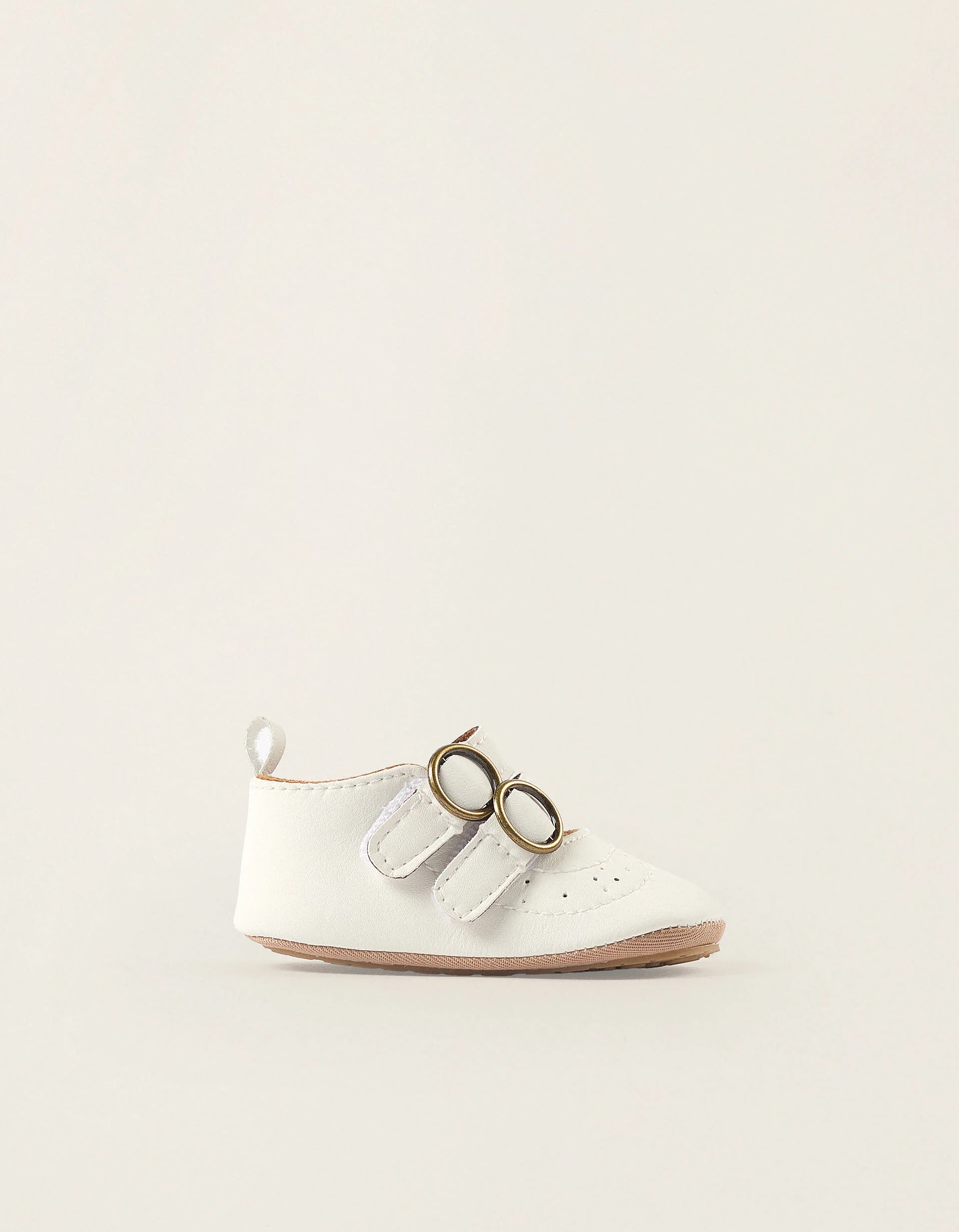 Ballet Flats with Touch-Fastening Buckles for Newborn Girls, White
