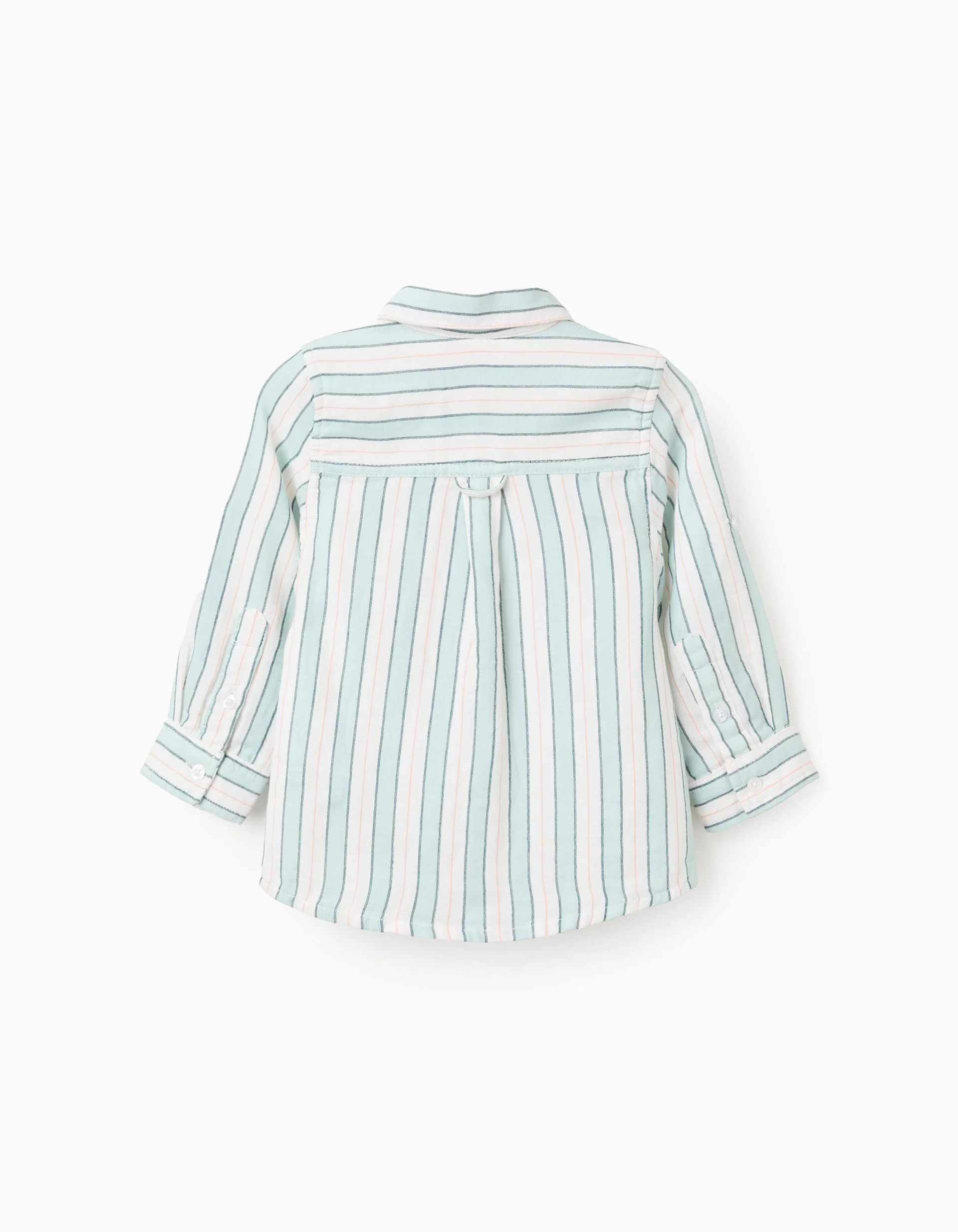 Striped Cotton Shirt for Baby Boys 'B&S', White/Aqua Green