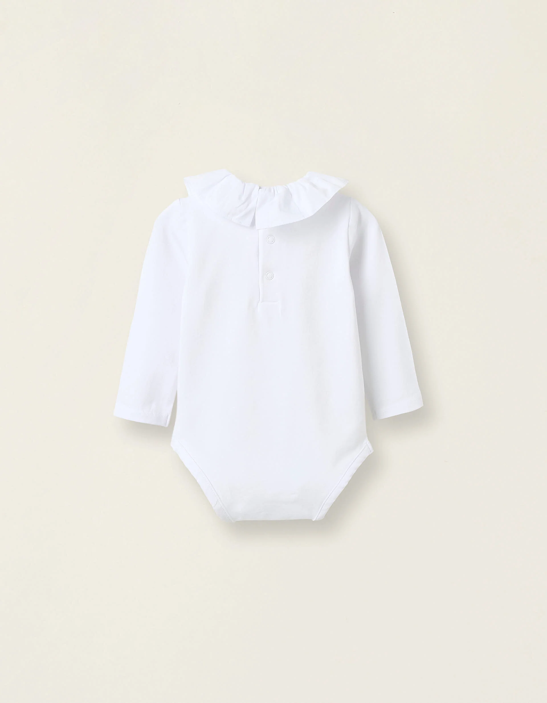 Bodysuit-Blouse with Ruffles in Cotton for Newborn Girls, White