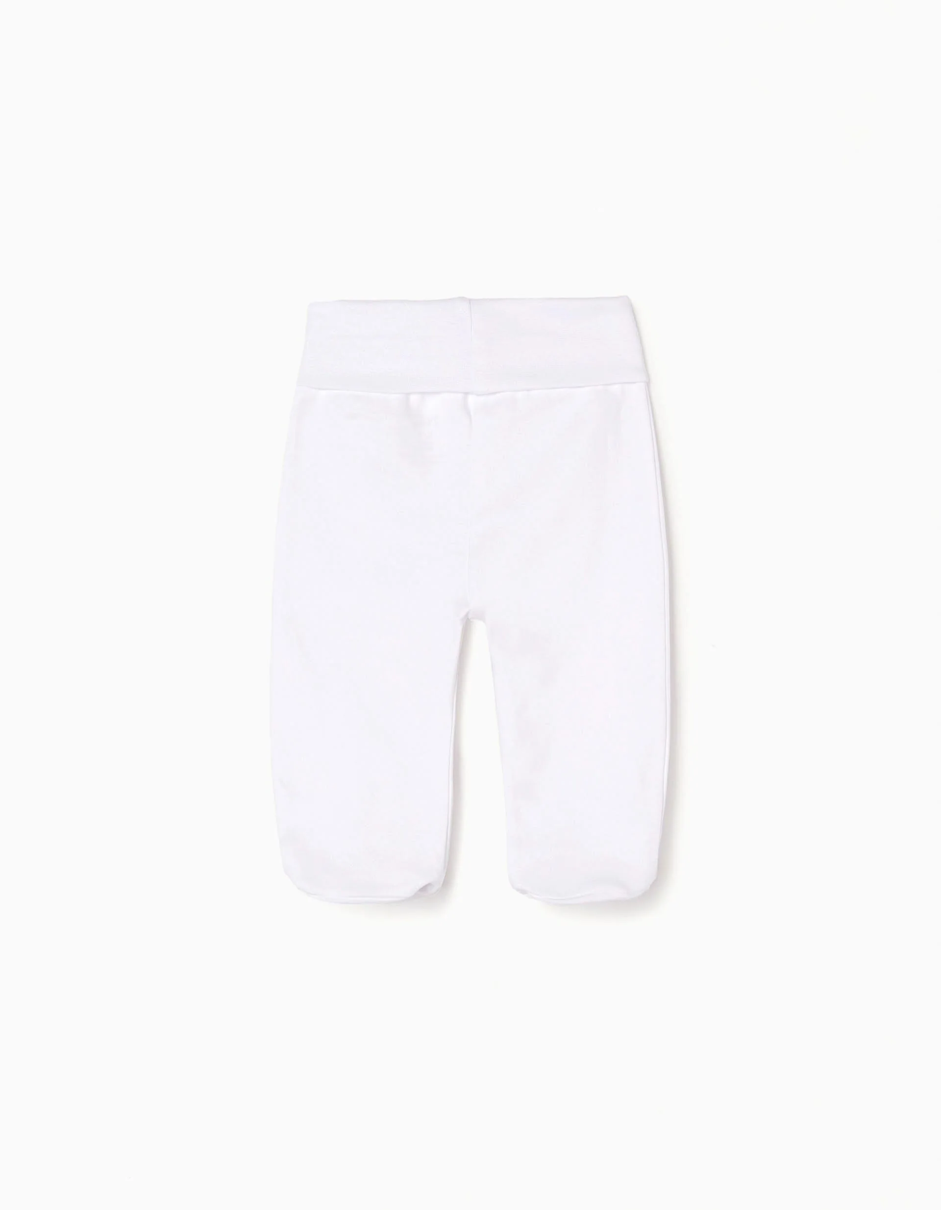 Pack 4 footed cotton trousers for newborns and babies, white