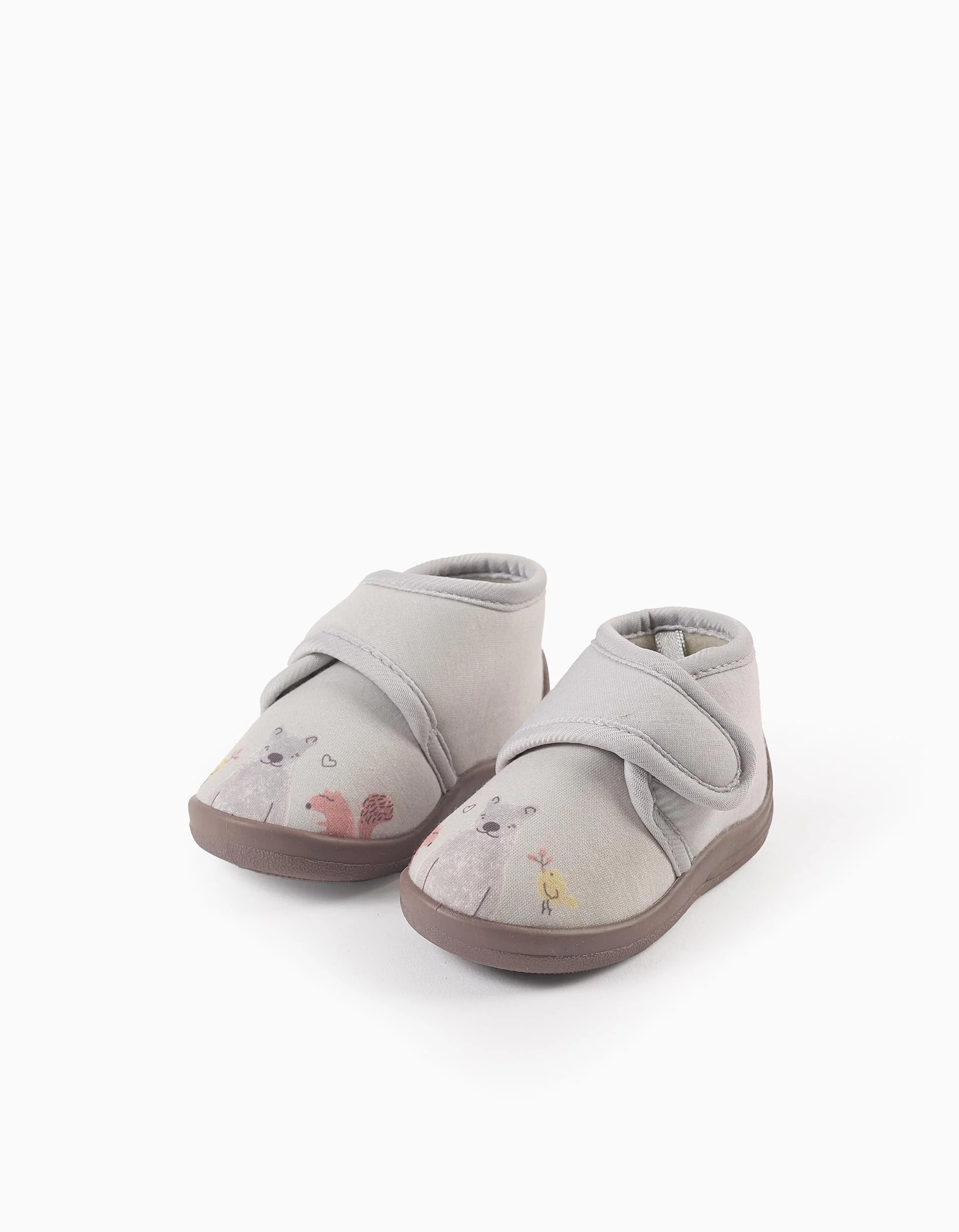Slippers with Print for Baby Girls 'Forest Animals', Grey