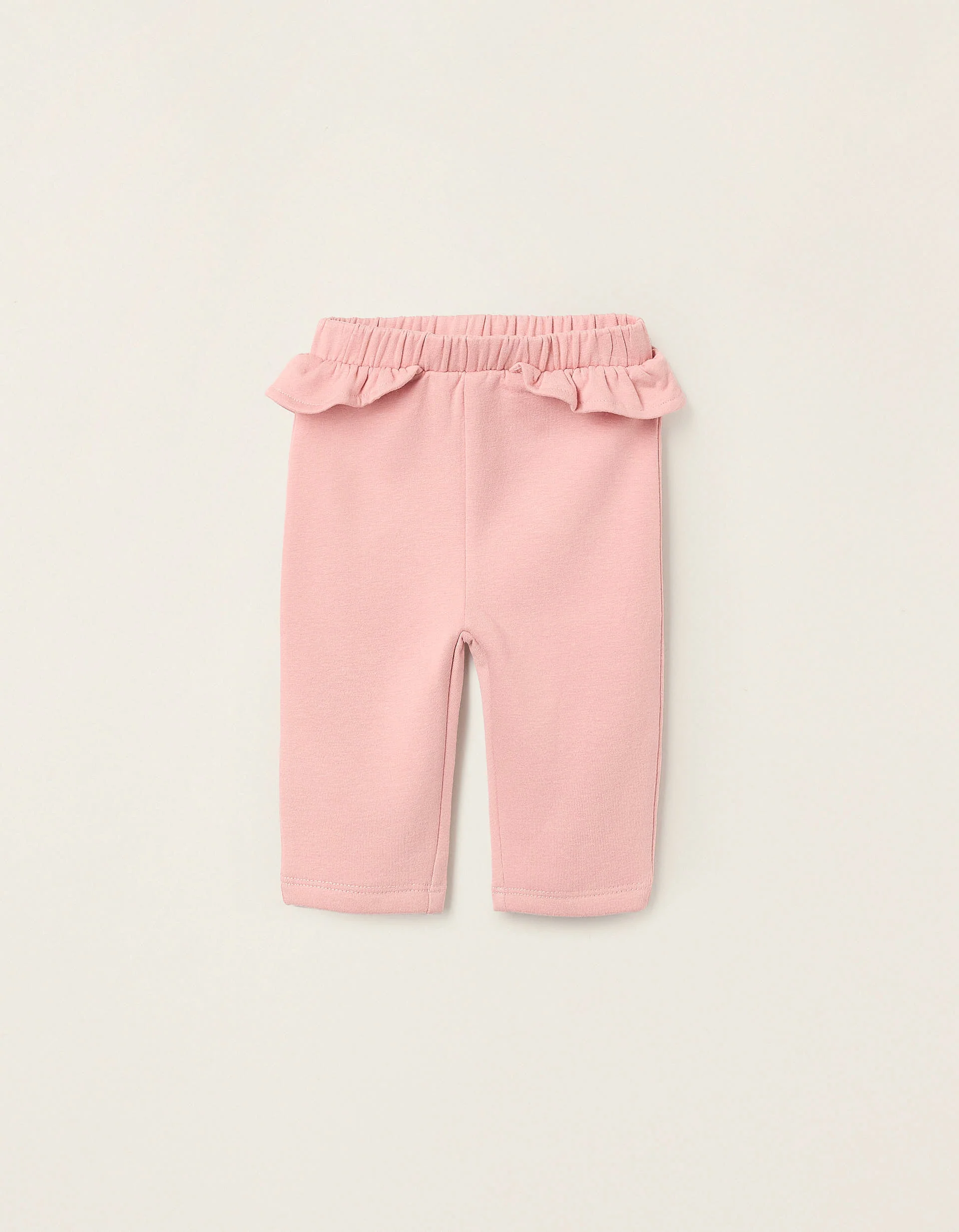 Fleece Trousers Waist with Ruffles for Newborn Girls, Pink