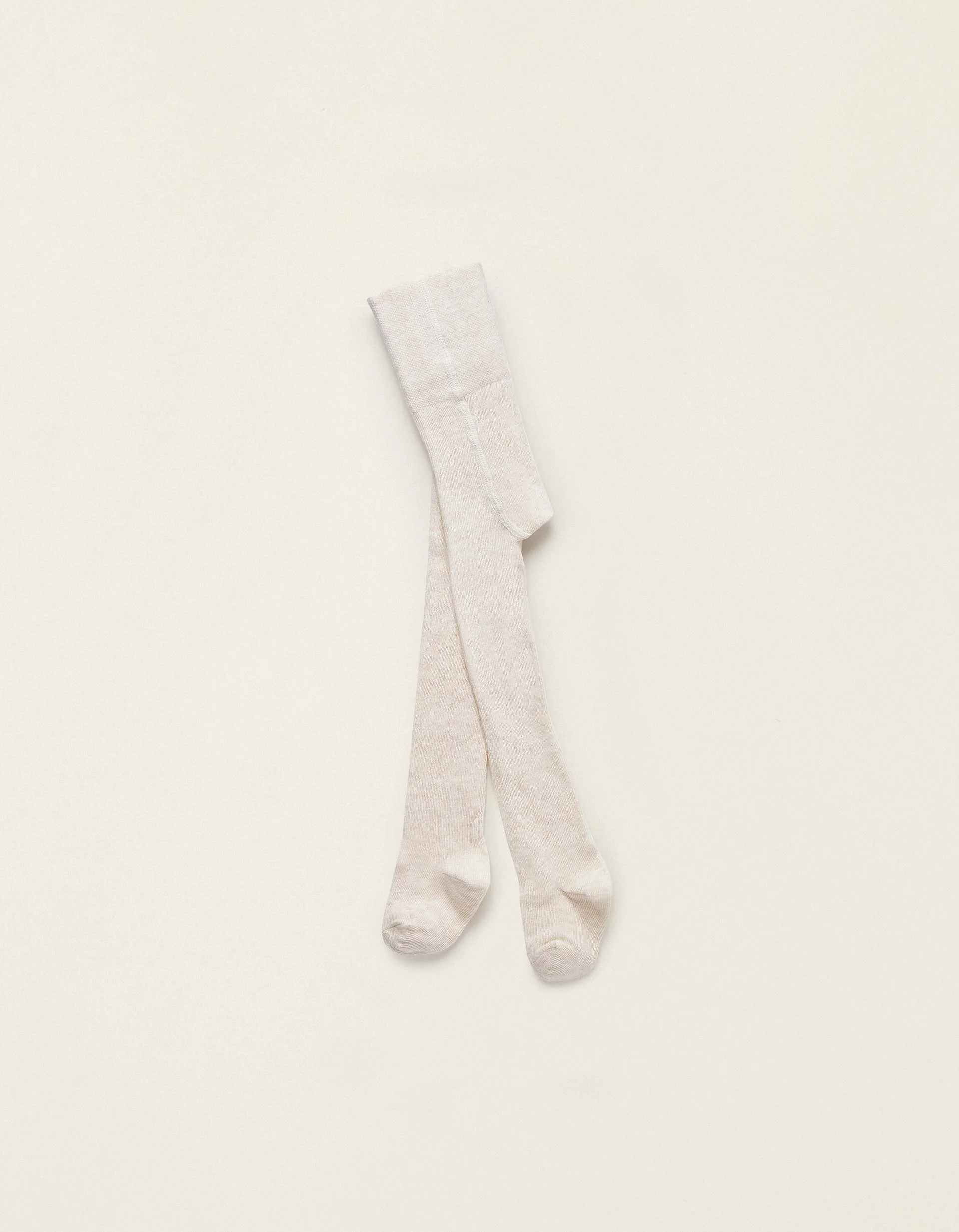 High-Waist Cotton Tights for Newborns, Beige