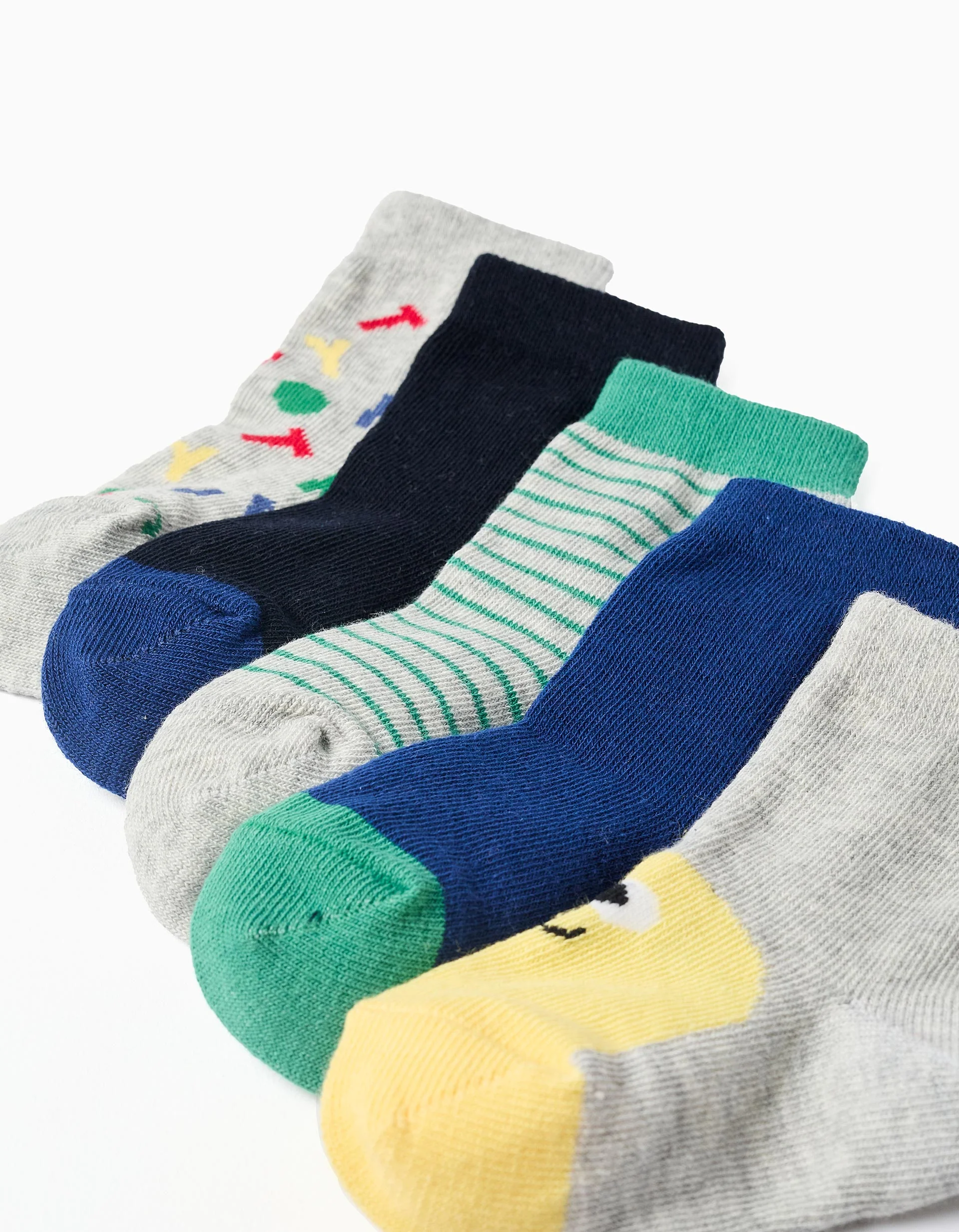 Pack of 5 Pairs of Socks for Baby Boys 'Letters', Multicolour