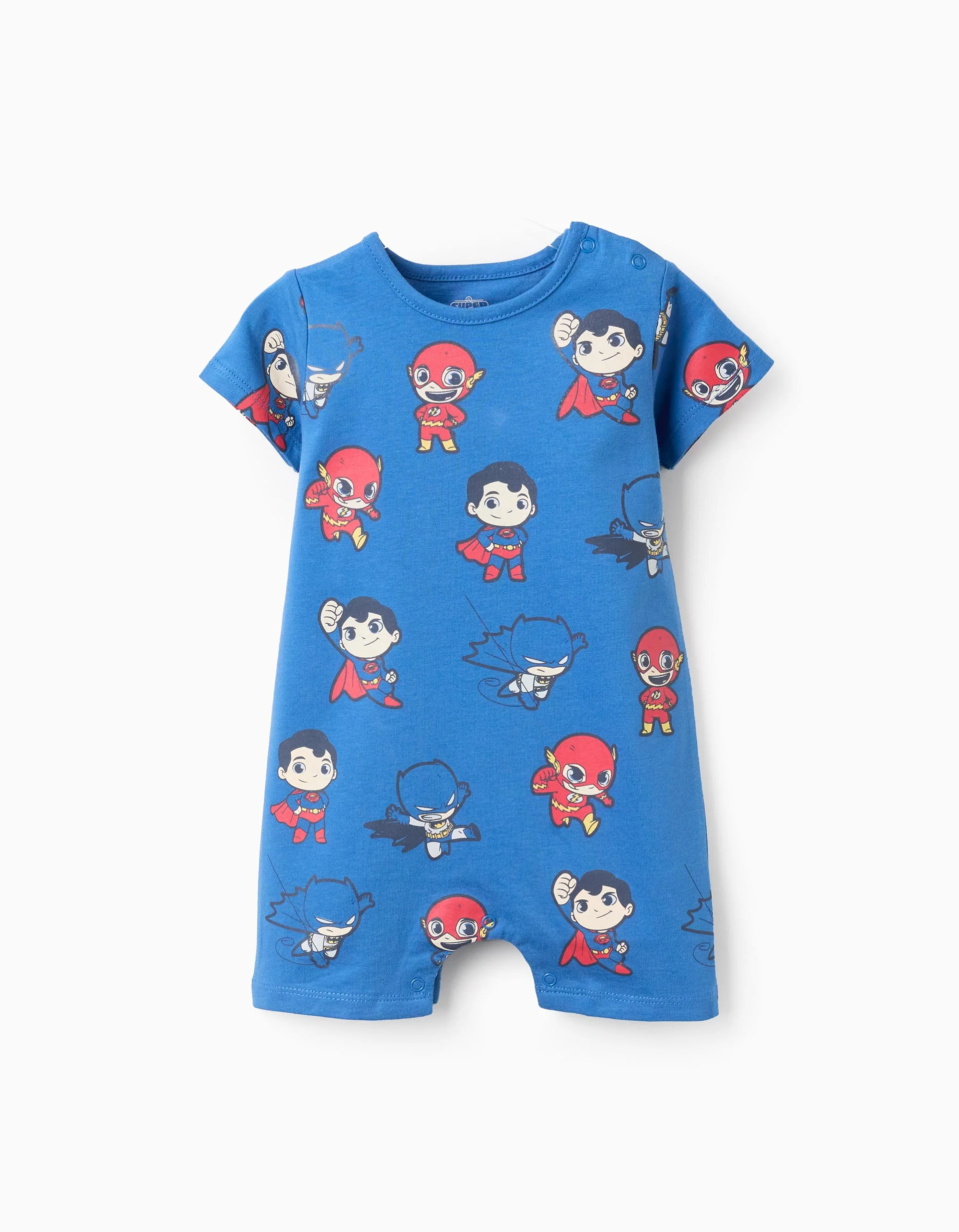 Cotton Romper-Pyjamas for Baby Boys 'Super Friends', Blue