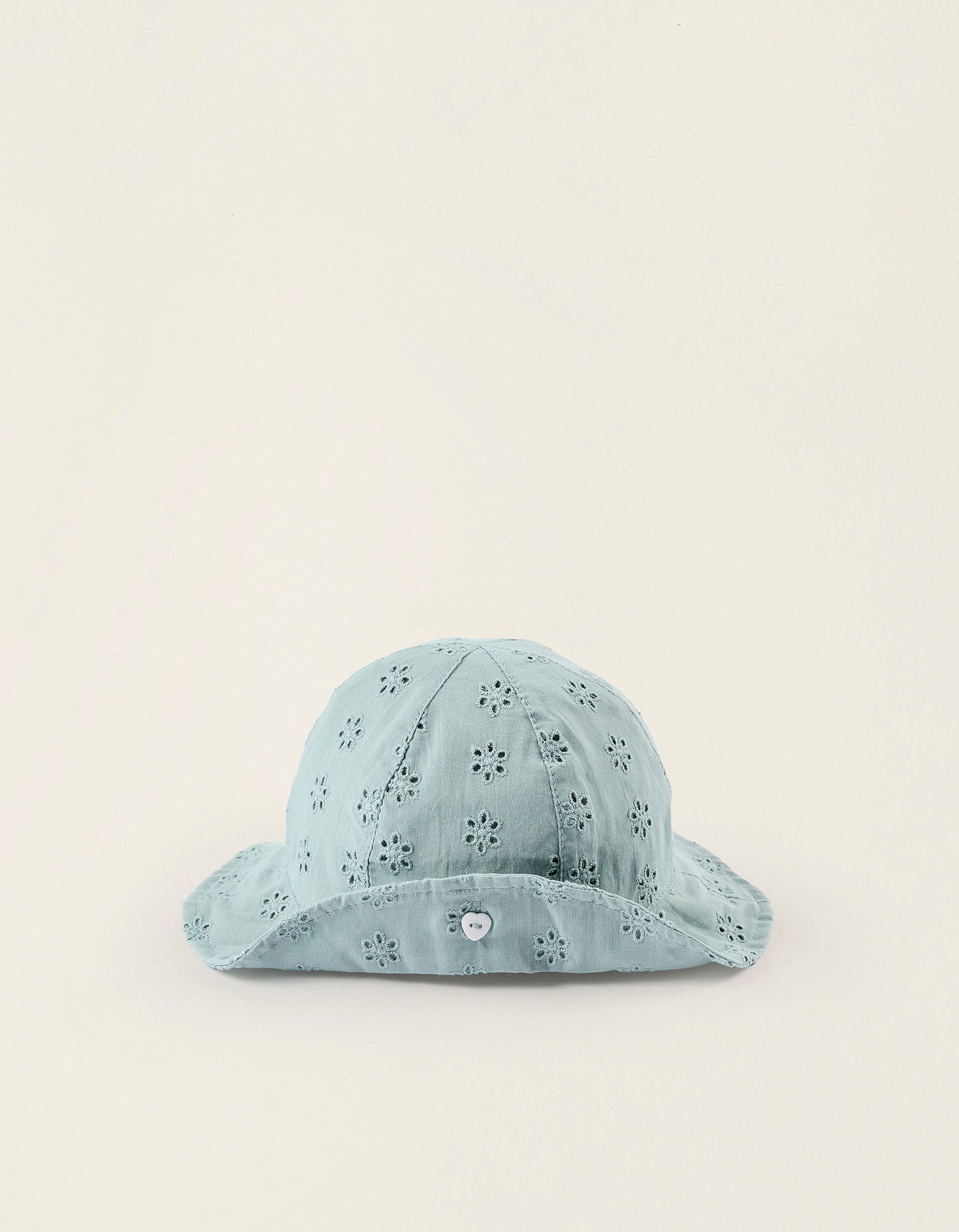 Hat with Broderie Anglaise for Newborn Girls and Babies, Blue