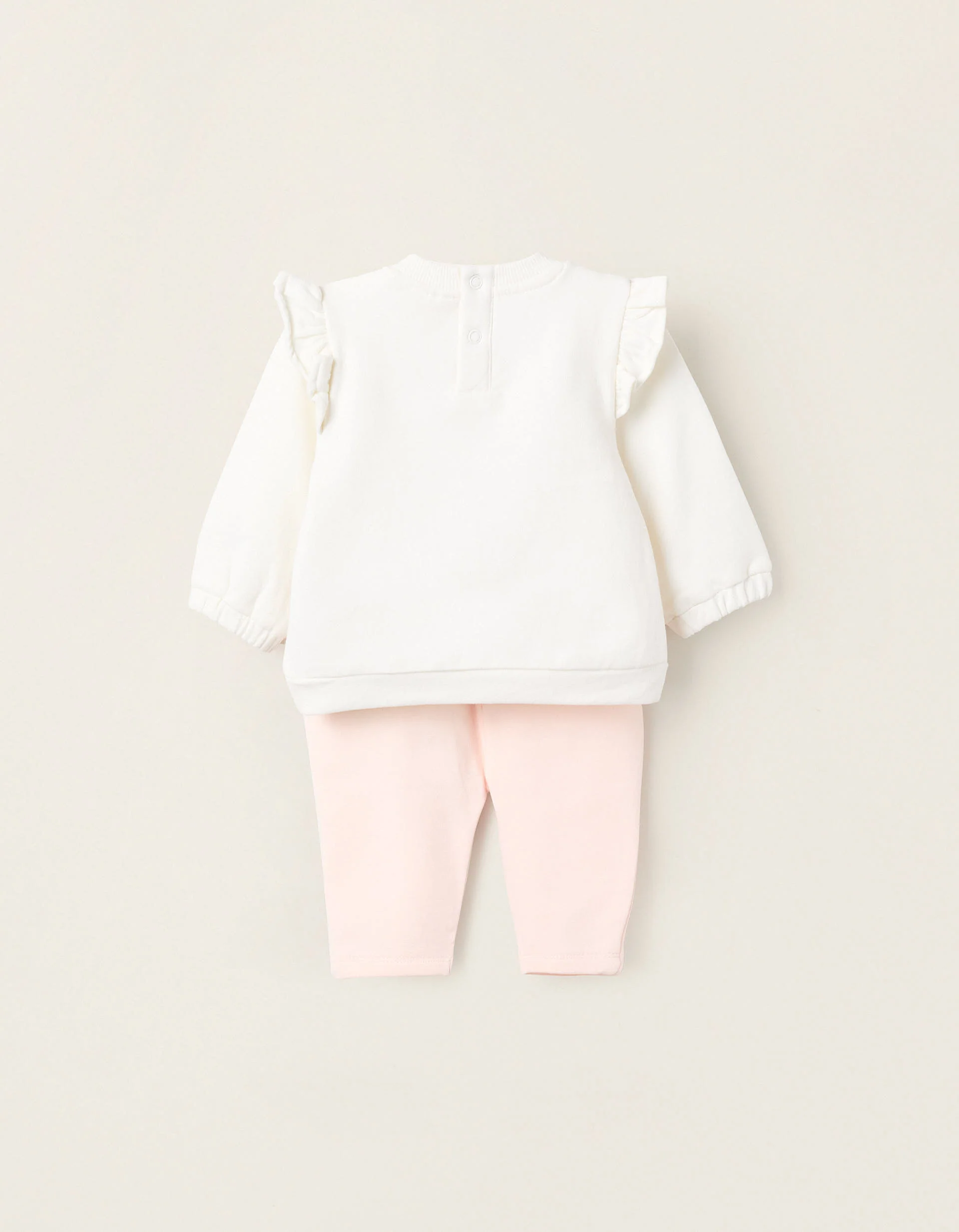 Brushed Sweatshirt + Trousers for Newborns 'Miss Bunny', White/Pink