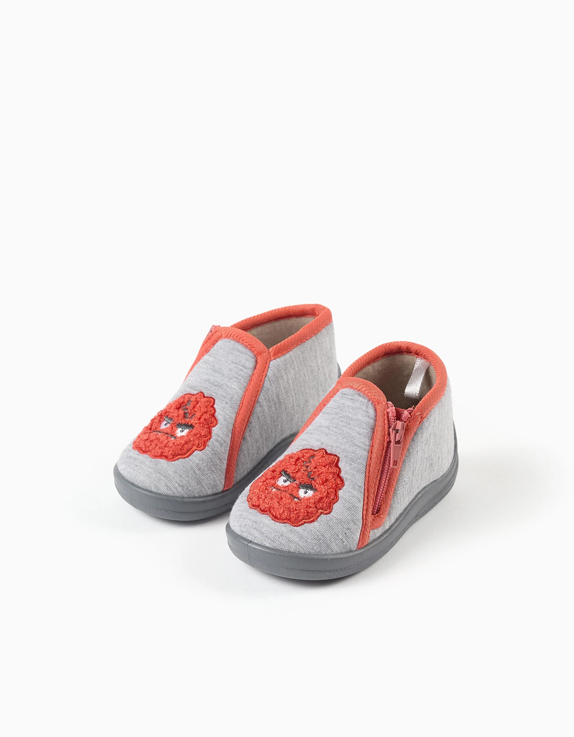 Slippers with Monsters of Emotions embroidery for baby boys, grey