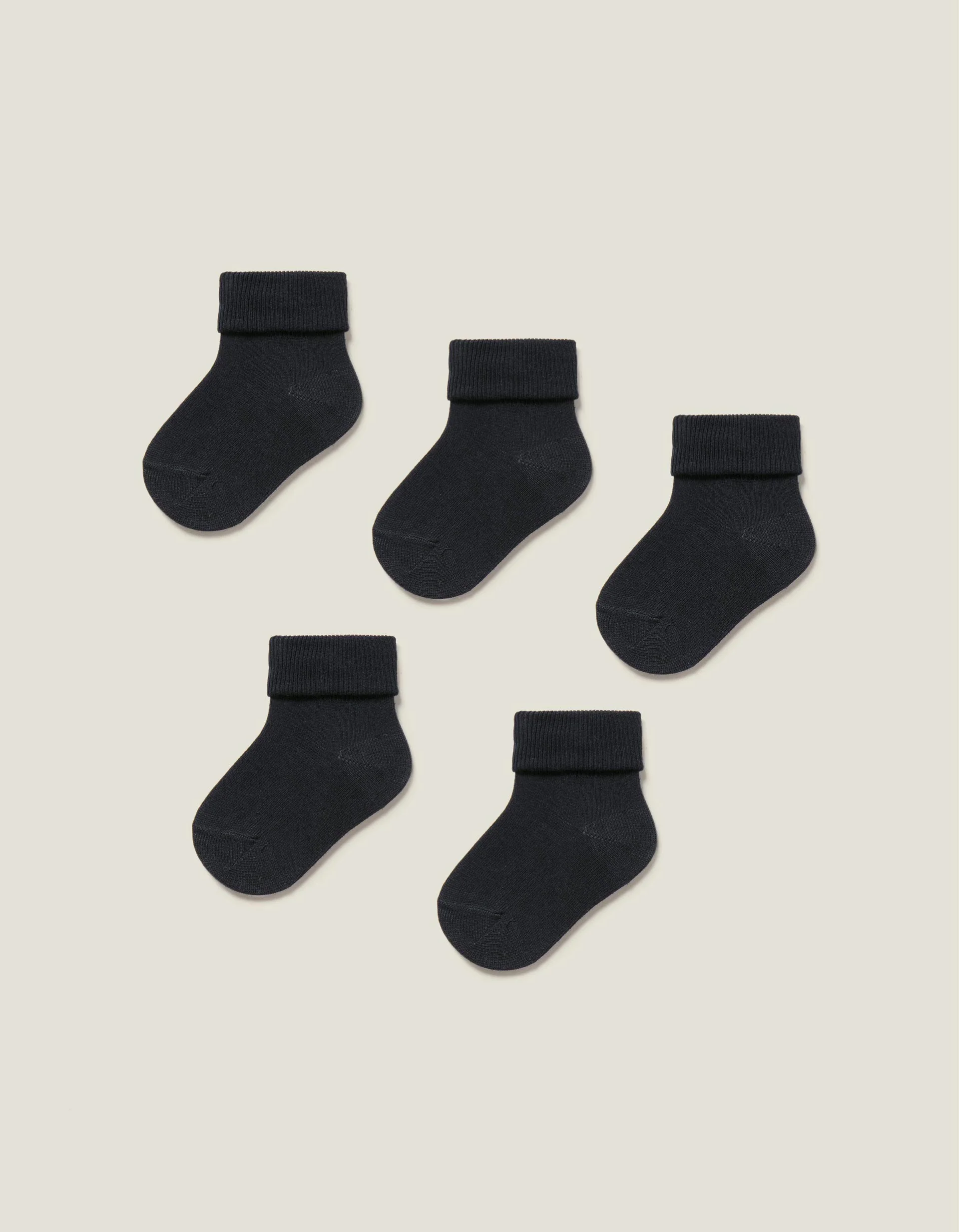 Pack of 5 Pairs of Ribbed Cuff Socks for Babies, Dark Blue