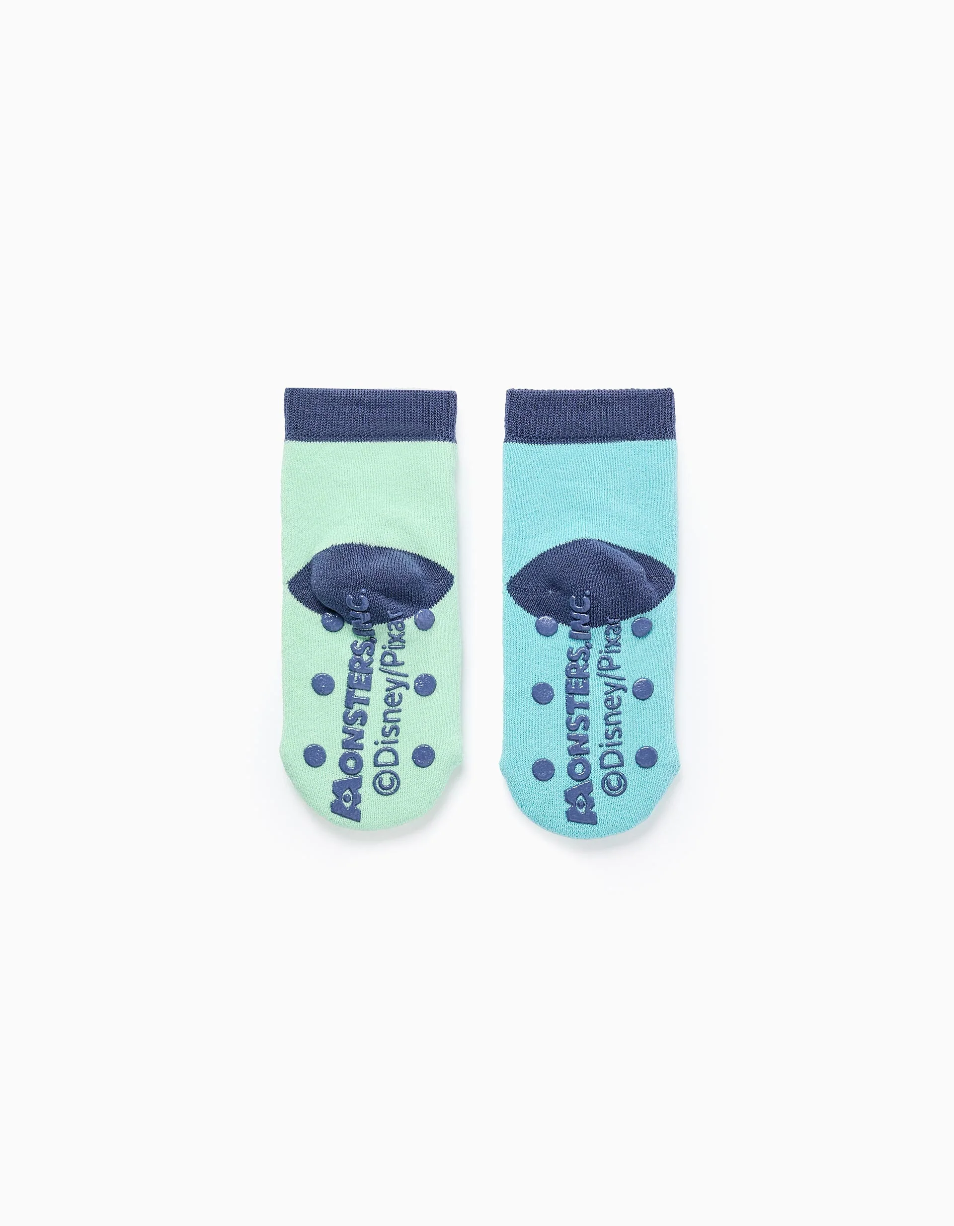 Pack of 2Pairs of Non-slip Socks for Babies 'Monsters', Blue/Green