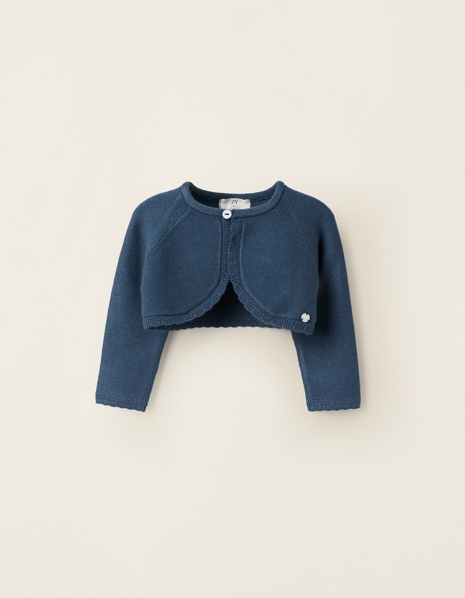 Knitted Bolero with Button for Newborns, Dark Blue